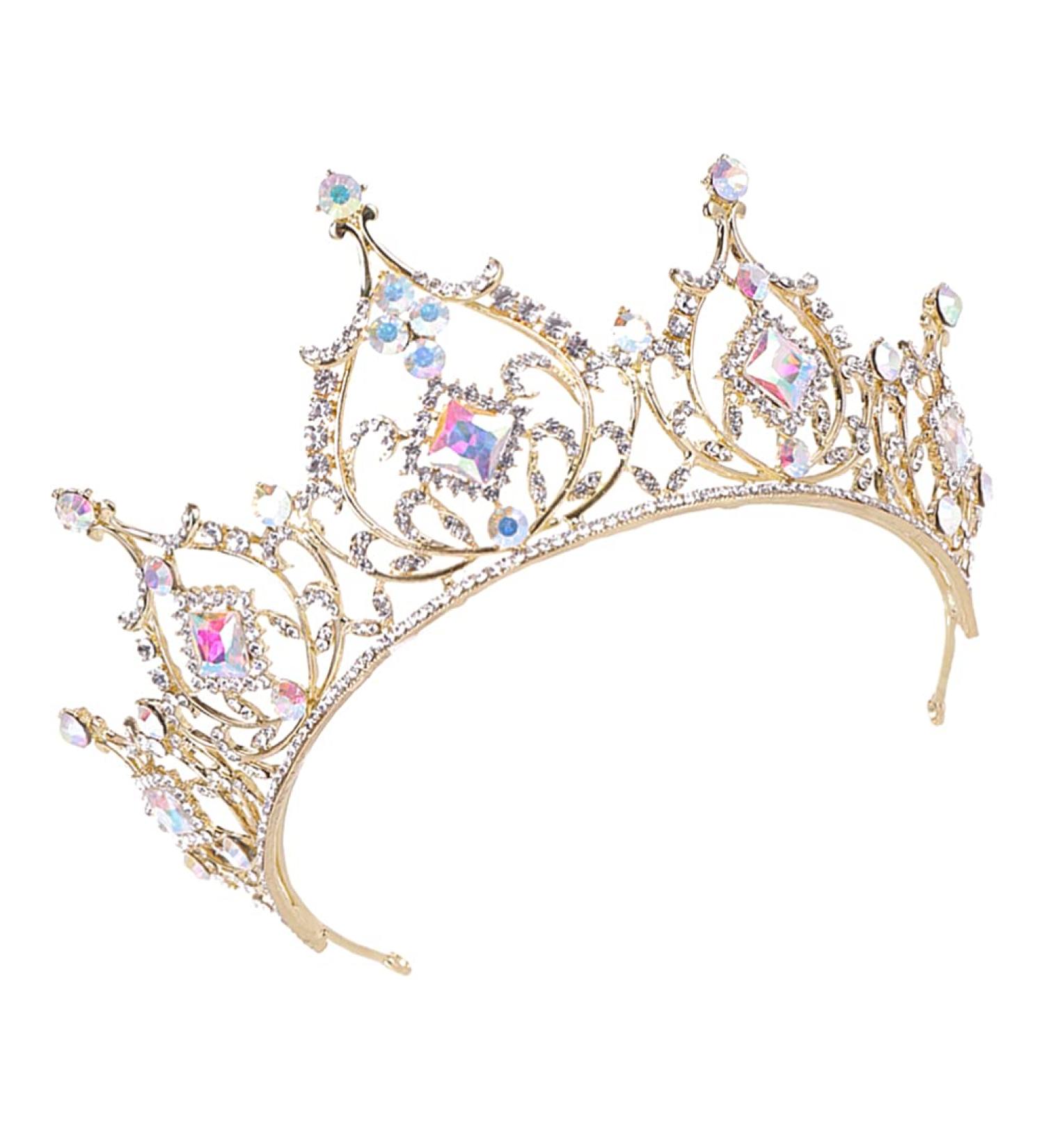 Shop Lurrose Baroque Bridal Crown | Red Gold Crystal Tiara for Weddings | Vintage Princess Headpiece - Buy Online on GoSupps.com