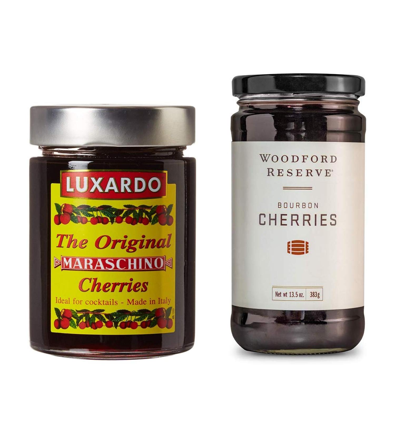 Luxardo Maraschino (400g) & Woodford Reserve (383g) Bourbon Gourmet Cherries