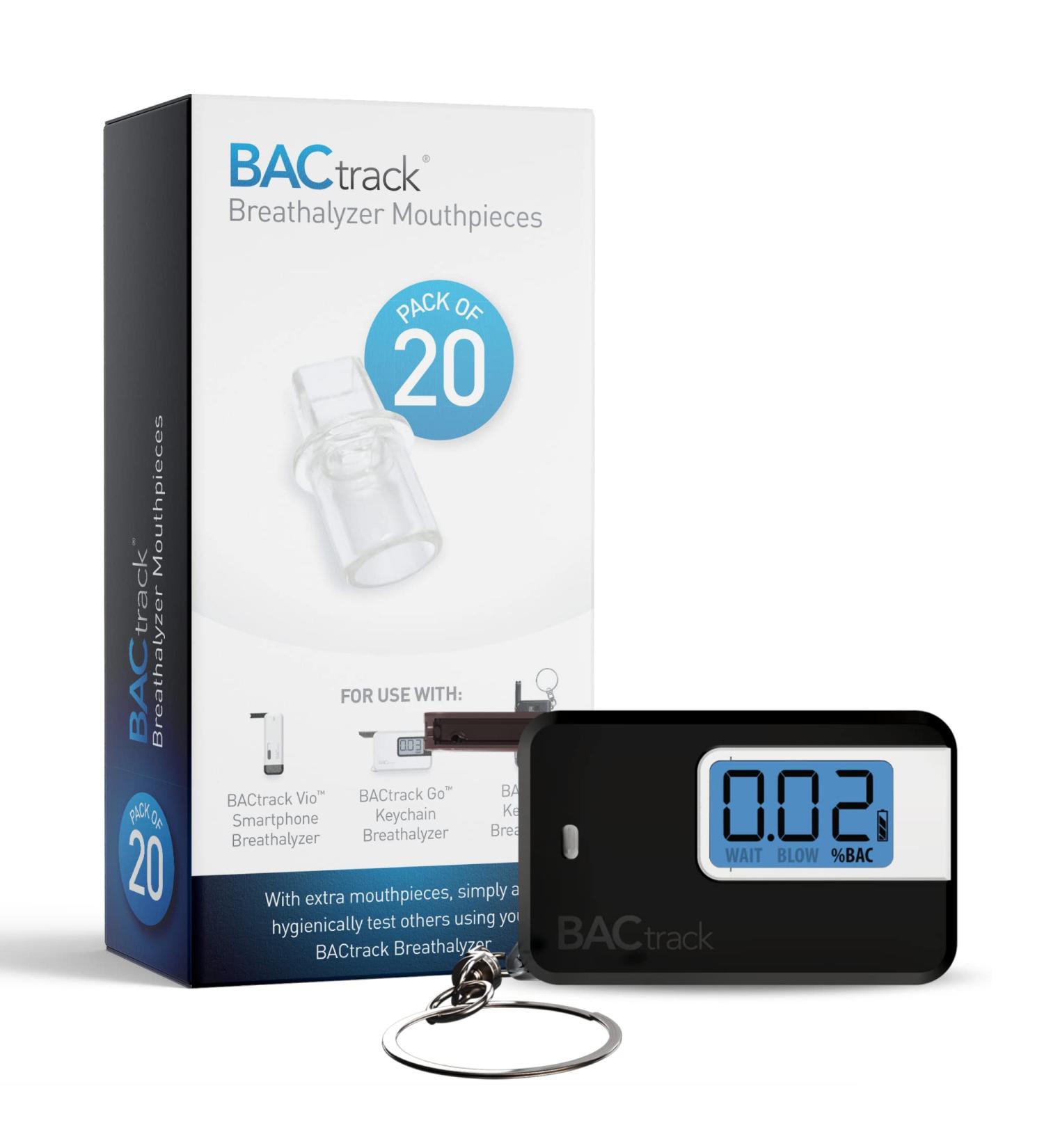 BACtrack Go Keychain Breathalyzer (Black) + 20 Mouthpieces Bundle - Buy Online on GoSupps.com