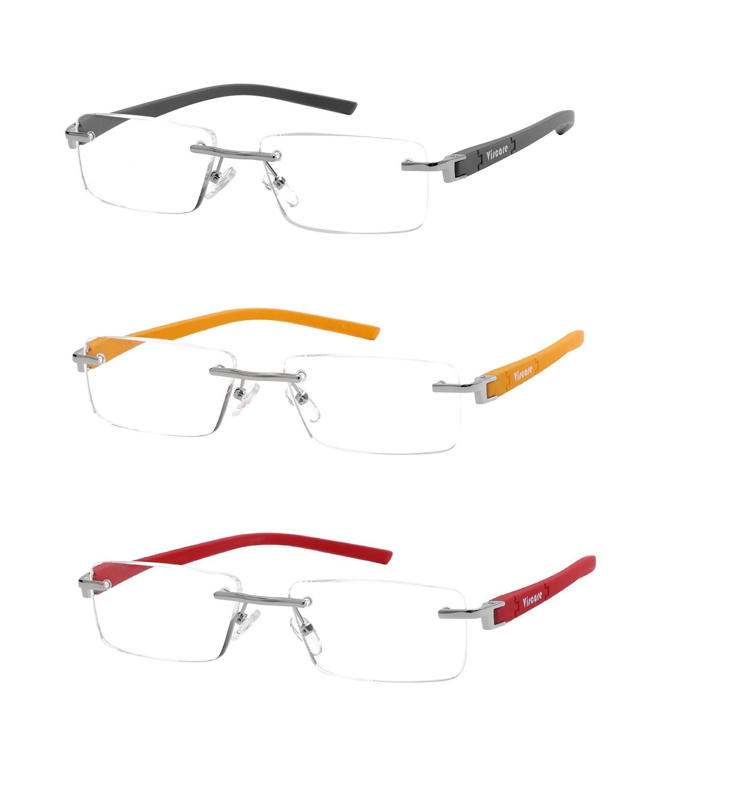 Viscare Pack of 3 Rimless Frameless Reading Glasses +1.50 - Ideal Visual Aid for Men & Women | International Shipping Available - Buy Online on GoSupps.com