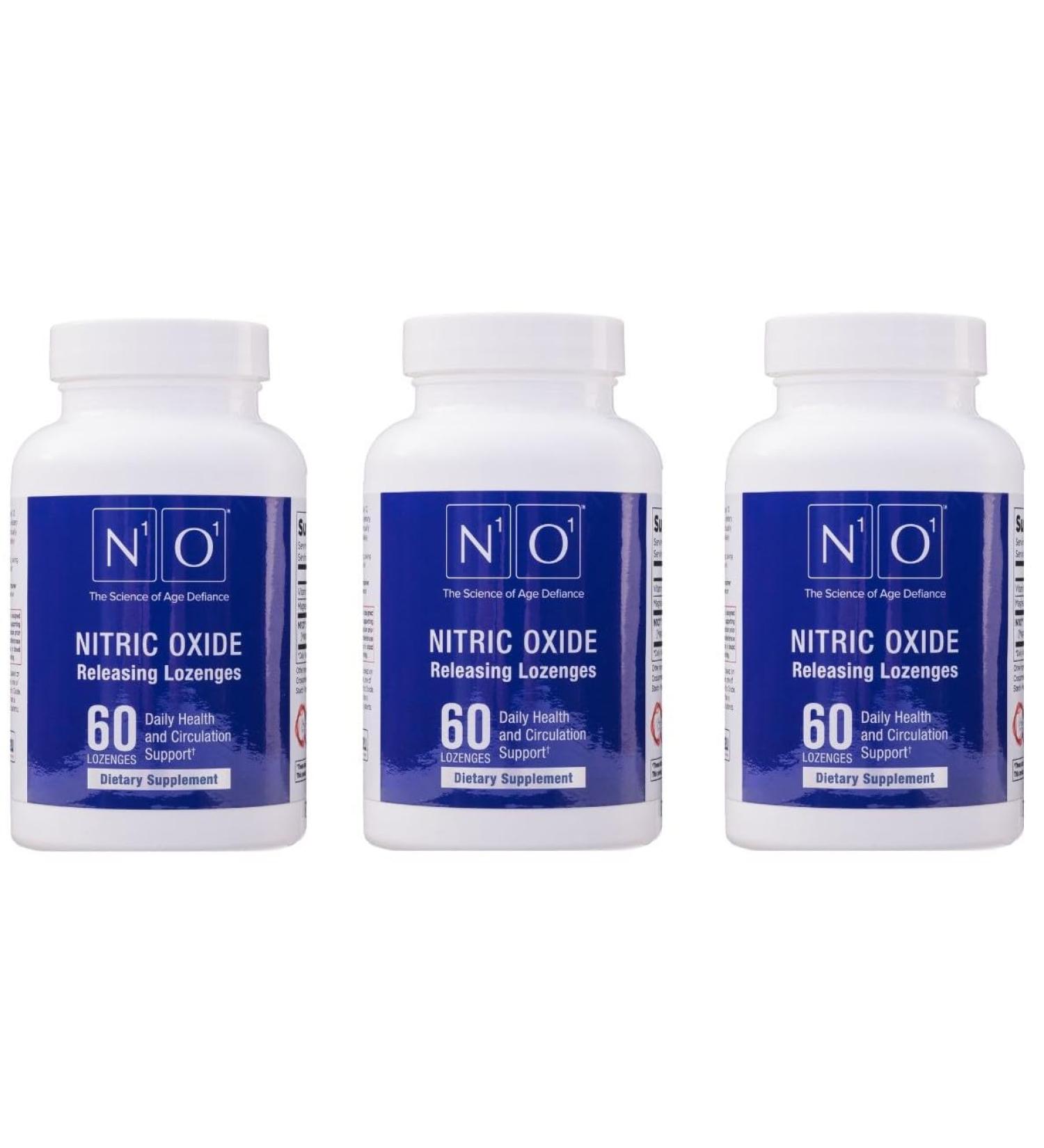 N1O1 Nitric Oxide Lozenges for Heart Health Support - Dietary Supplement for Blood Flow Oxygenation and Blood Pressure - 180 Count 60 Count (Pack of 3) - Buy Online on GoSupps.com