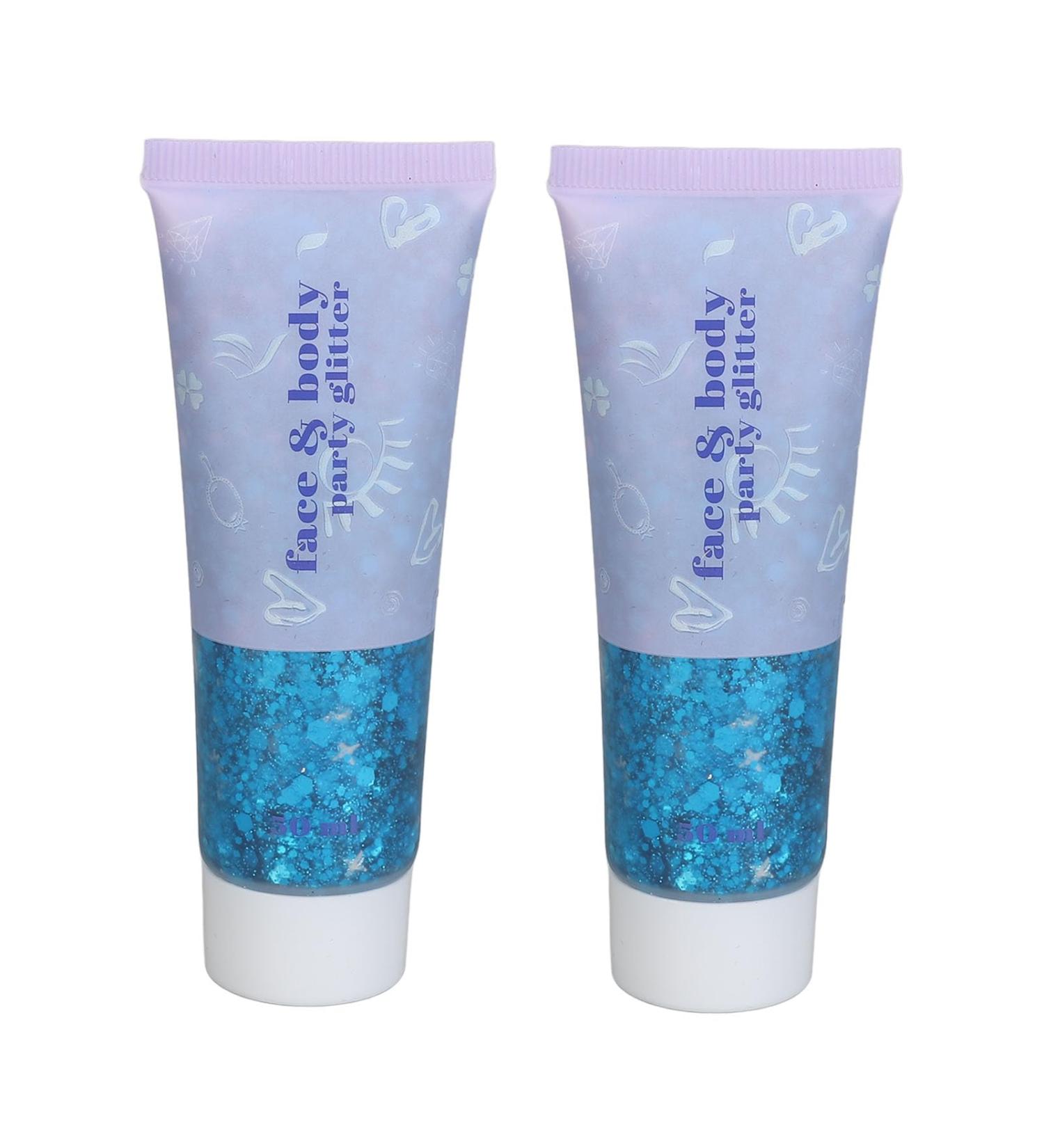 Sky Blue Body Face Chunky Glitter Gel - Long Lasting Shimmer for Festivals & Parties | Vibrant Cosmetic Makeup Art Accessory - Buy Online on GoSupps.com