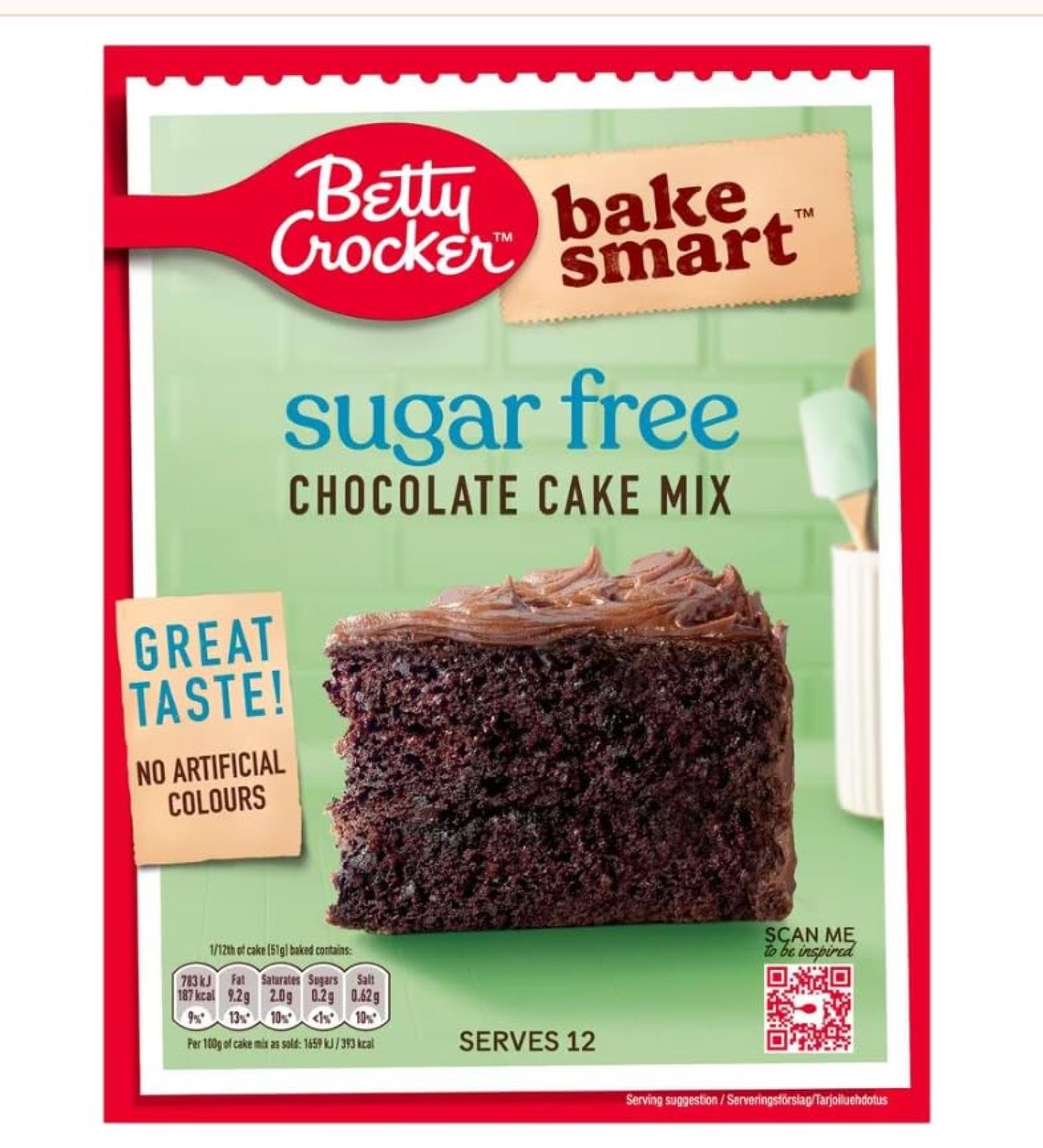 Betty Crocker | Bake Smart | Sugar Free | Chocolate Cake Mix 350g | Chocolate cake mix with sweeteners | No Artificial Colours | Suitable for Vegetarians - Buy Online on GoSupps.com