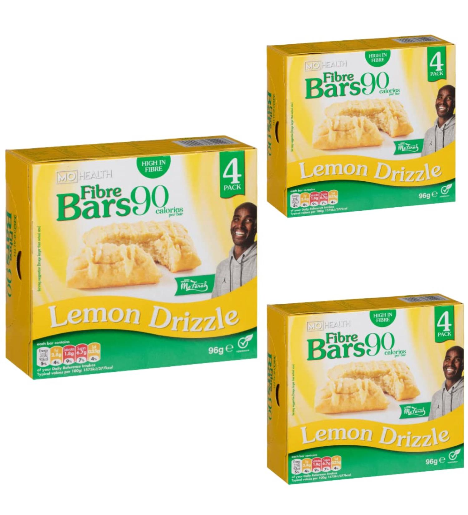 Fibre Bars - Flavour Lemon Drizzle - 90 Calories Per - High In Fibre Snack - 3 x 4 Pack - Buy Online on GoSupps.com