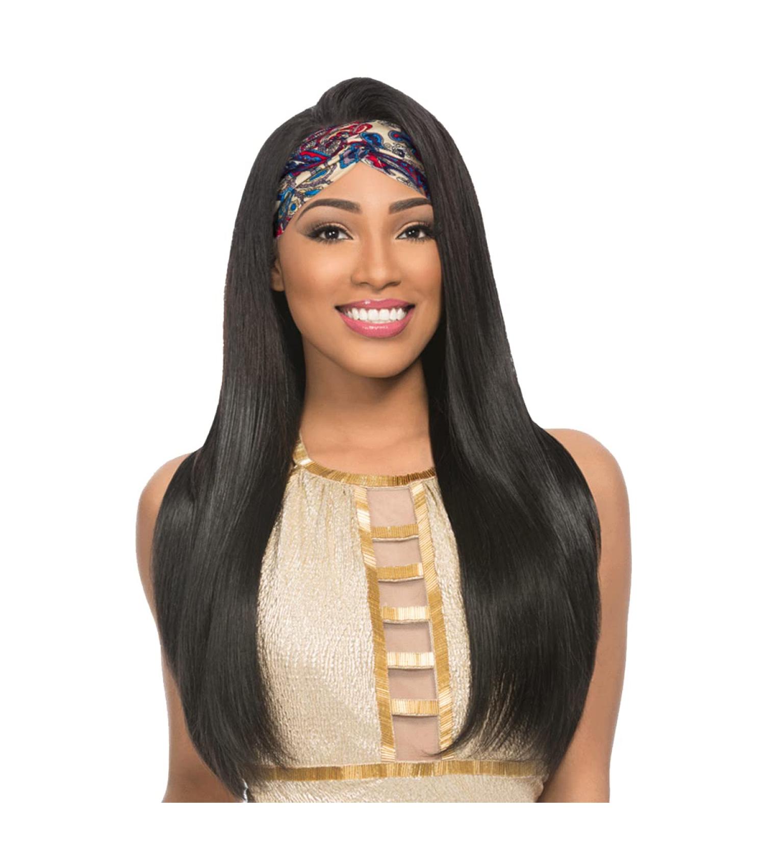 Aminow Yaki Straight Headband Wig - 20 Long Black Synthetic Hair Wig for Women - Buy Online on GoSupps.com