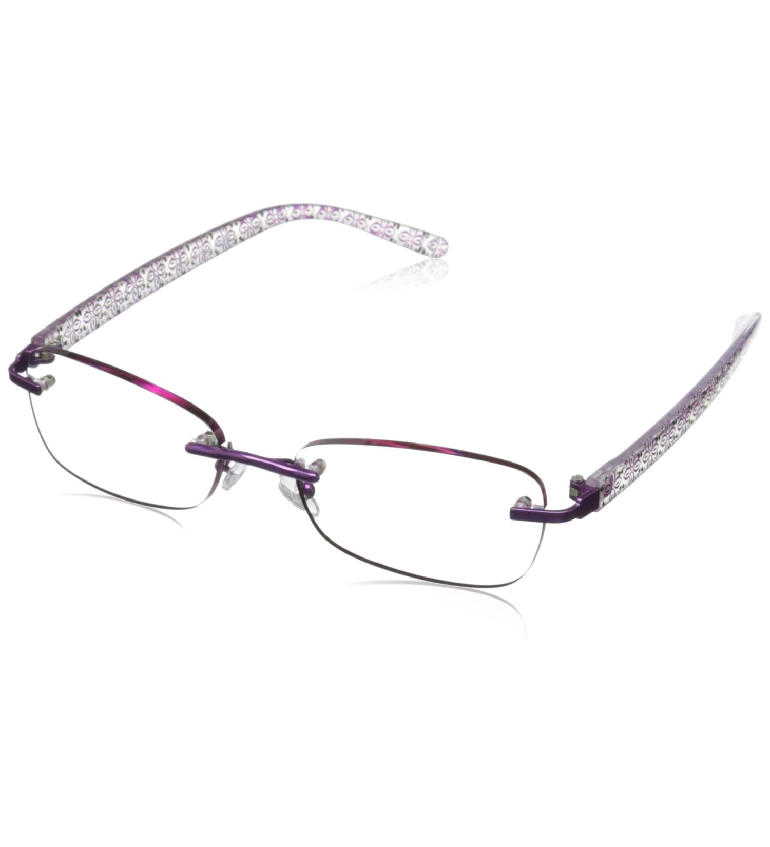 Foster Grant Women's Daniella Polarized Round Readers - Purple/Transparent 2x | Stylish & Functional Eyewear for Global Shipping - Buy Online on GoSupps.com