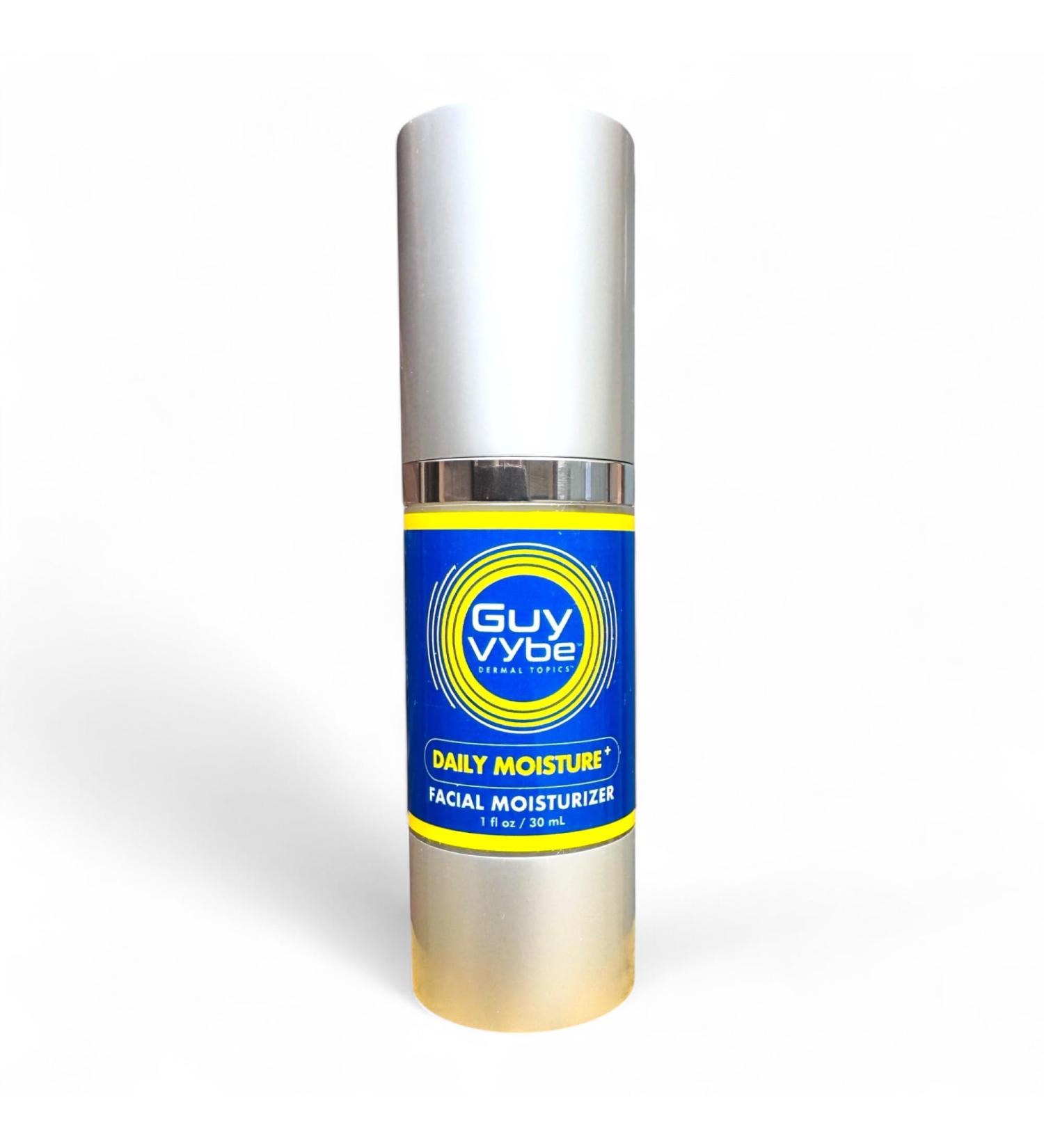 Guy Vybe Daily Moisture Plus Face Moisturizer for Men. Lightweight Non-Greasy Daily Hydration Protects Skin Moisture Barrier Acne-Safe Fast Absorbing Natural Finish All Skin Types - Buy Online on GoSupps.com