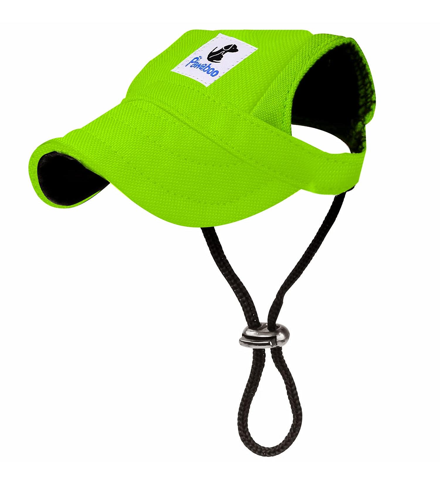 Pawaboo Bright Green Adjustable Dog Baseball Cap | Sun Protection Hat with Ear Holes for Puppies - Buy Online on GoSupps.com