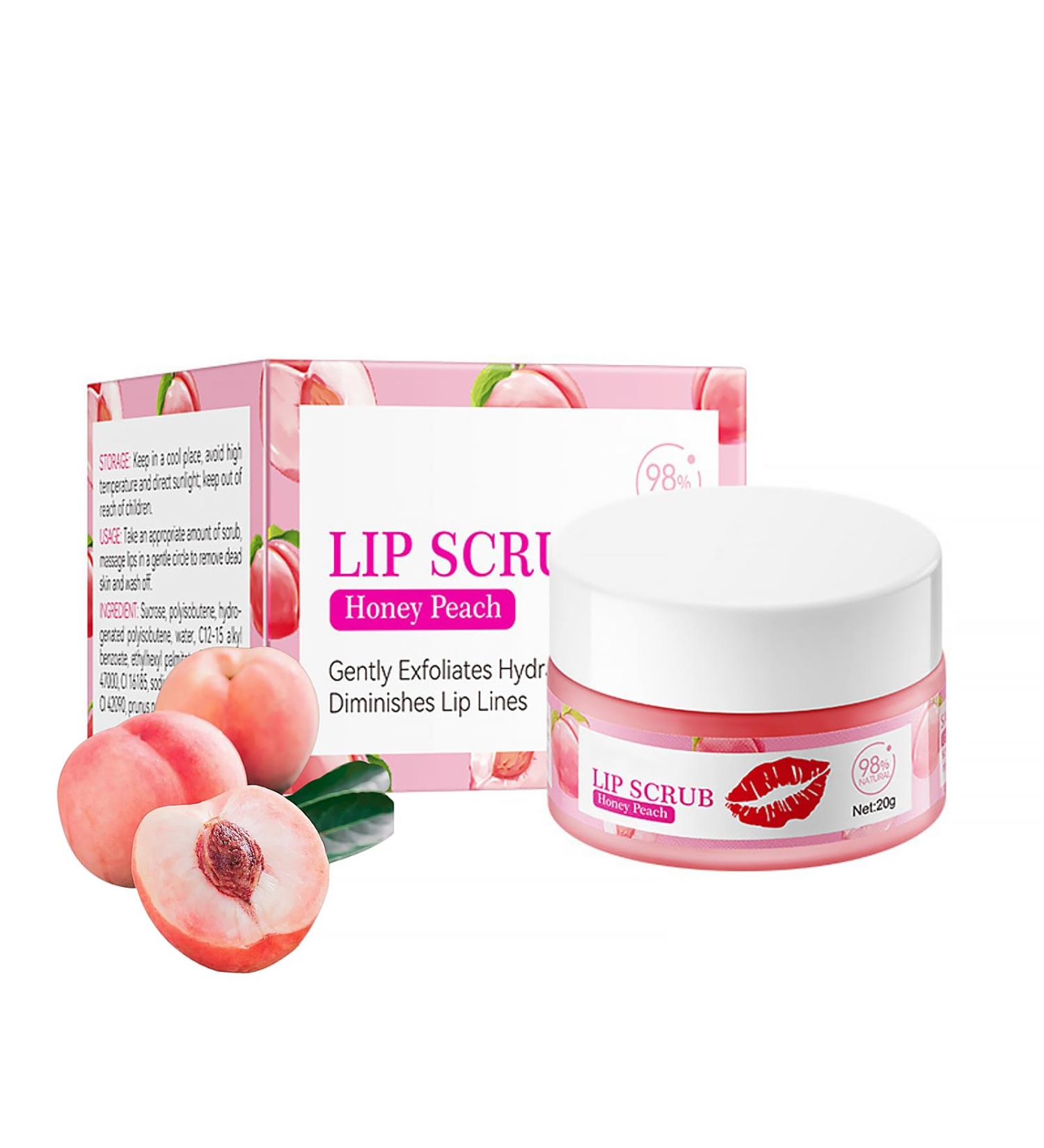 Peach Lip Scrub Exfoliator Lip Scrub Moisturizing Sugar Scrub to Remove Dead Skin Lip Lightening For Dark Lips Lip Exfoliator Scrub Lip Exfoliator for Chapped & Cracked Lips for Lip Care - Buy Online on GoSupps.com