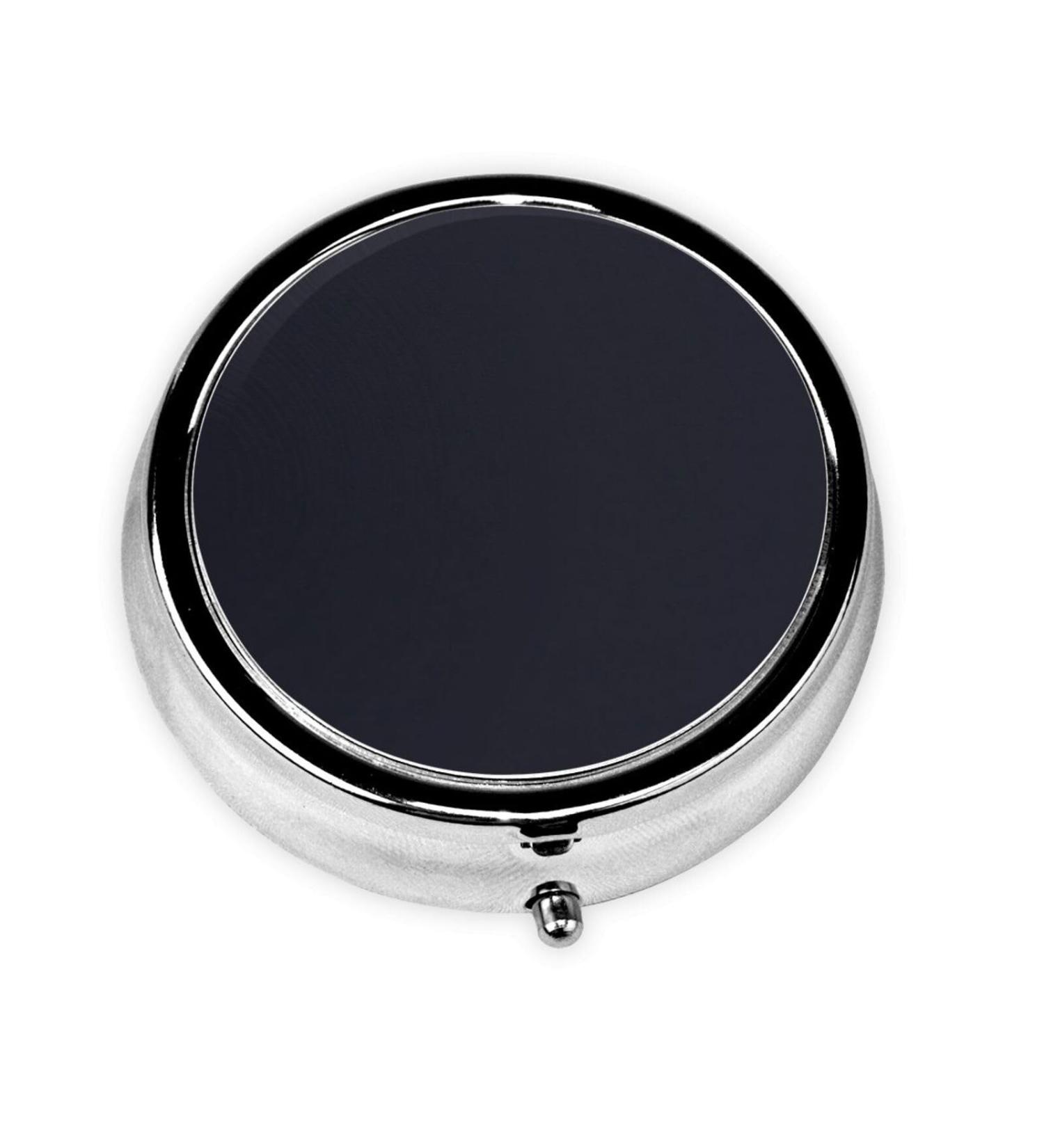 Solid Color Black Portable Metal Pill Box - Mini 3-Compartment Design for Travel - Must-Have for Small Pills - Buy Online on GoSupps.com