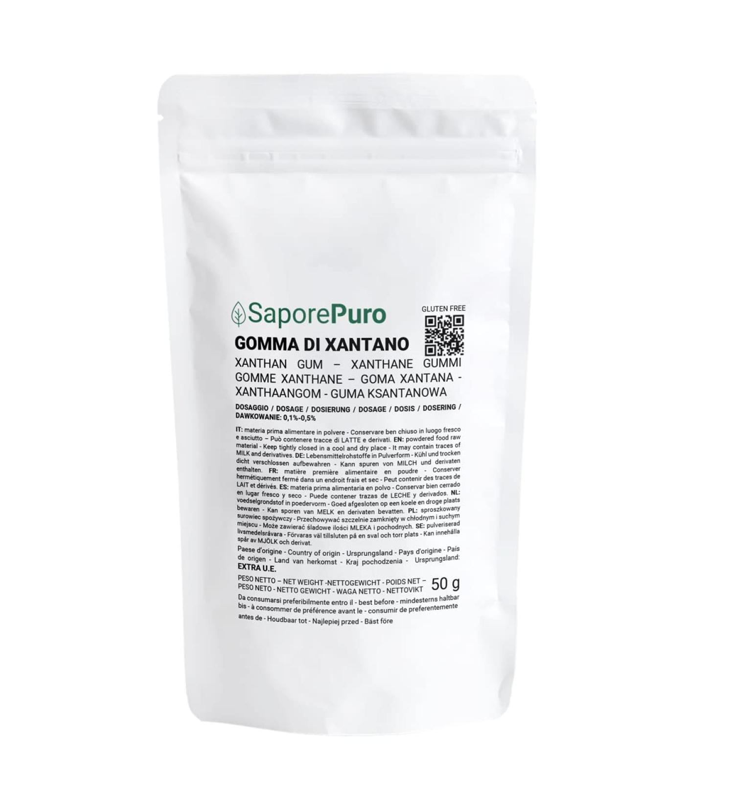 Saporepuro Xanthan Gum 50g - 100% Pure Thickener for Ice Cream Sauces Sorbets & More | Ideal for Mixologists & Molecular Cuisine - Buy Online on GoSupps.com