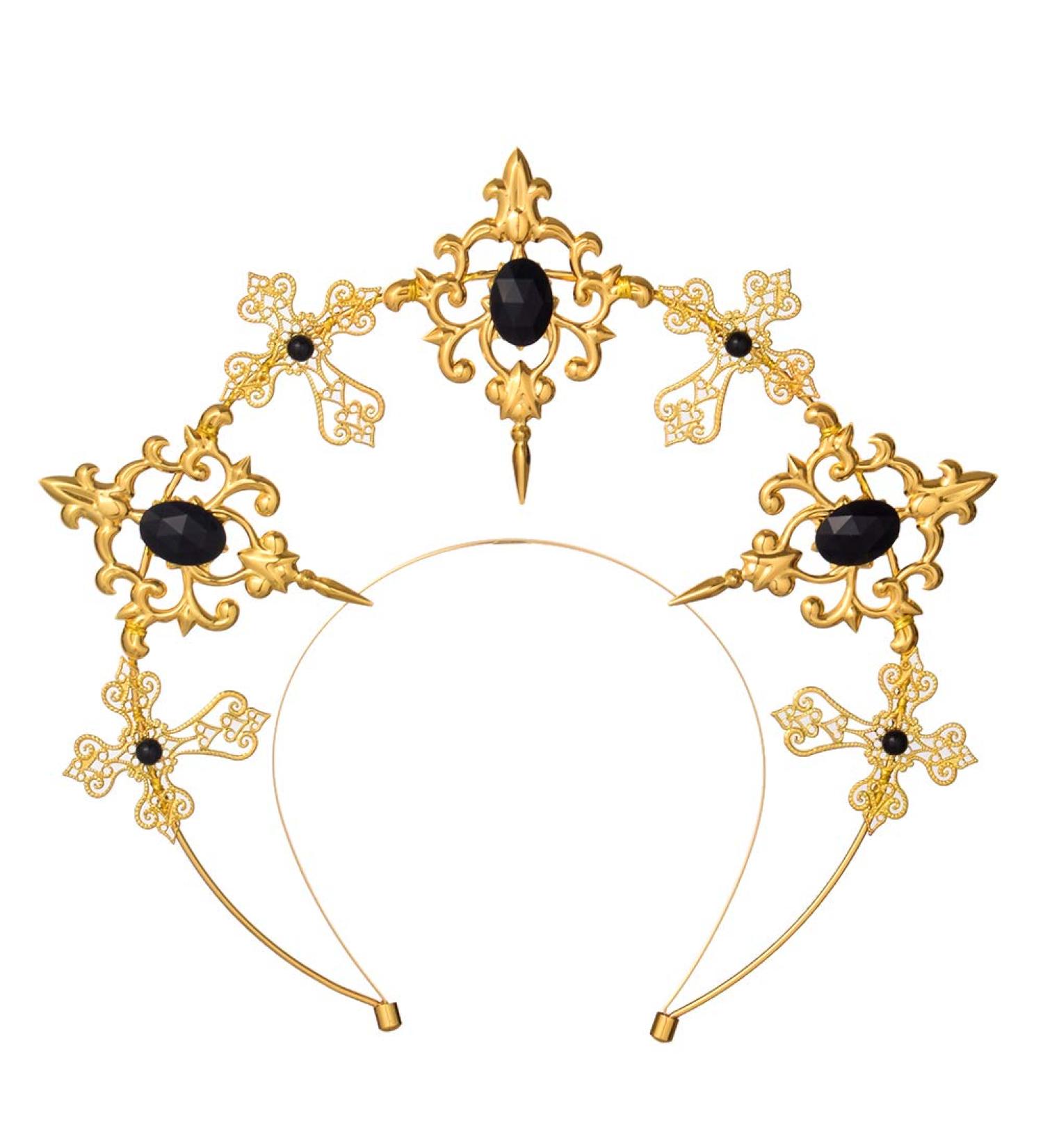 Virgin Mary Halo Crown Gold Goddess Headband Headpiece Halloween Party Hair Accessories A-Gold/Black - Buy Online on GoSupps.com