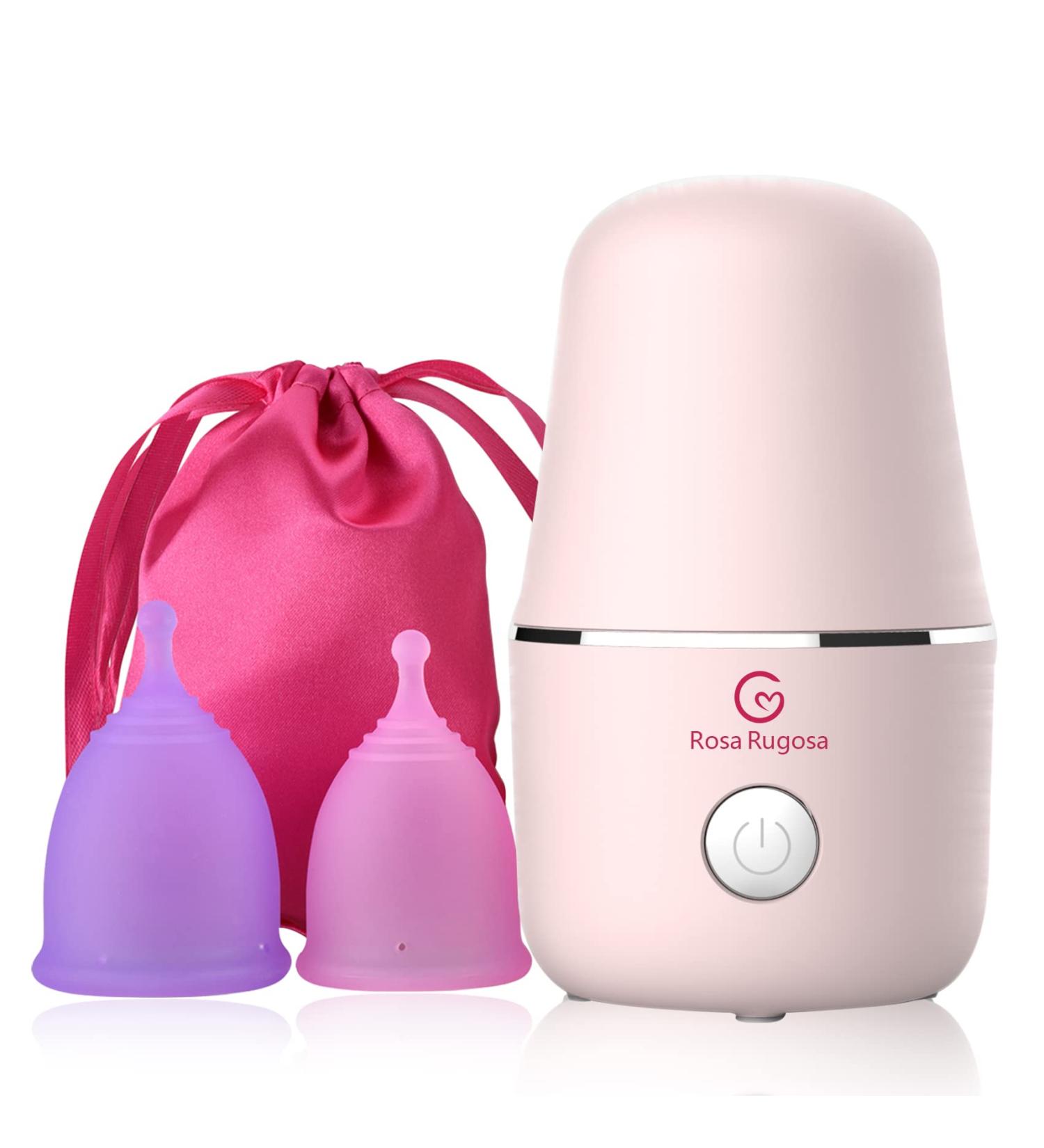 ROSA RUGOSA Menstrual Cup Steamer Kit - 2 Reusable Cups, Portable Wash Kit, High Temperature, Pink - Ideal for Women Travel - Buy Online on GoSupps.com