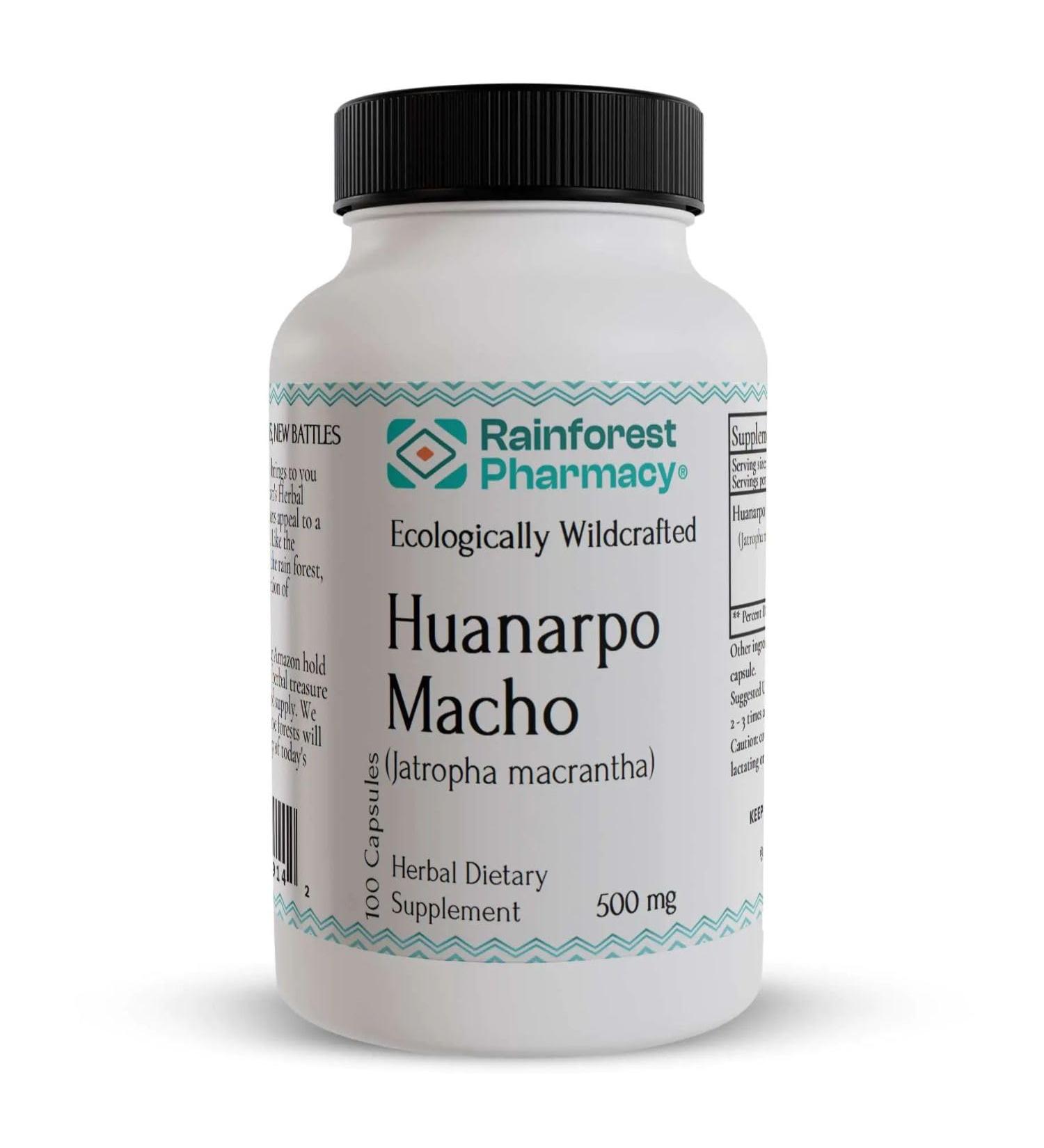 Rainforest Pharmacy Huanarpo Macho Capsules 500mg | 100% Natural Herbal Supplement for Male Vitality Stamina & Energy | 100 Vegetarian Capsules | Wildcrafted Huanarpo Macho Herb