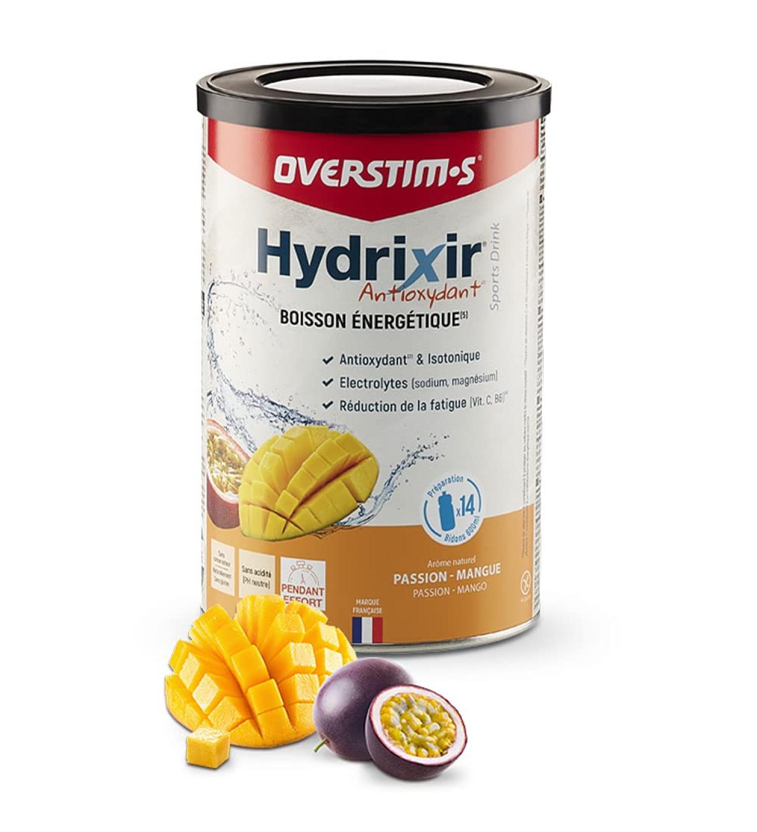 OVERSTIM.s Hydrixir Antioxidant Drink (600g) - Isotonic energy drink for sports Electrolytes (sodium magnesium) Vit. B1 B6 C E) Fatigue reduction - Mango passion flavor - Buy Online on GoSupps.com