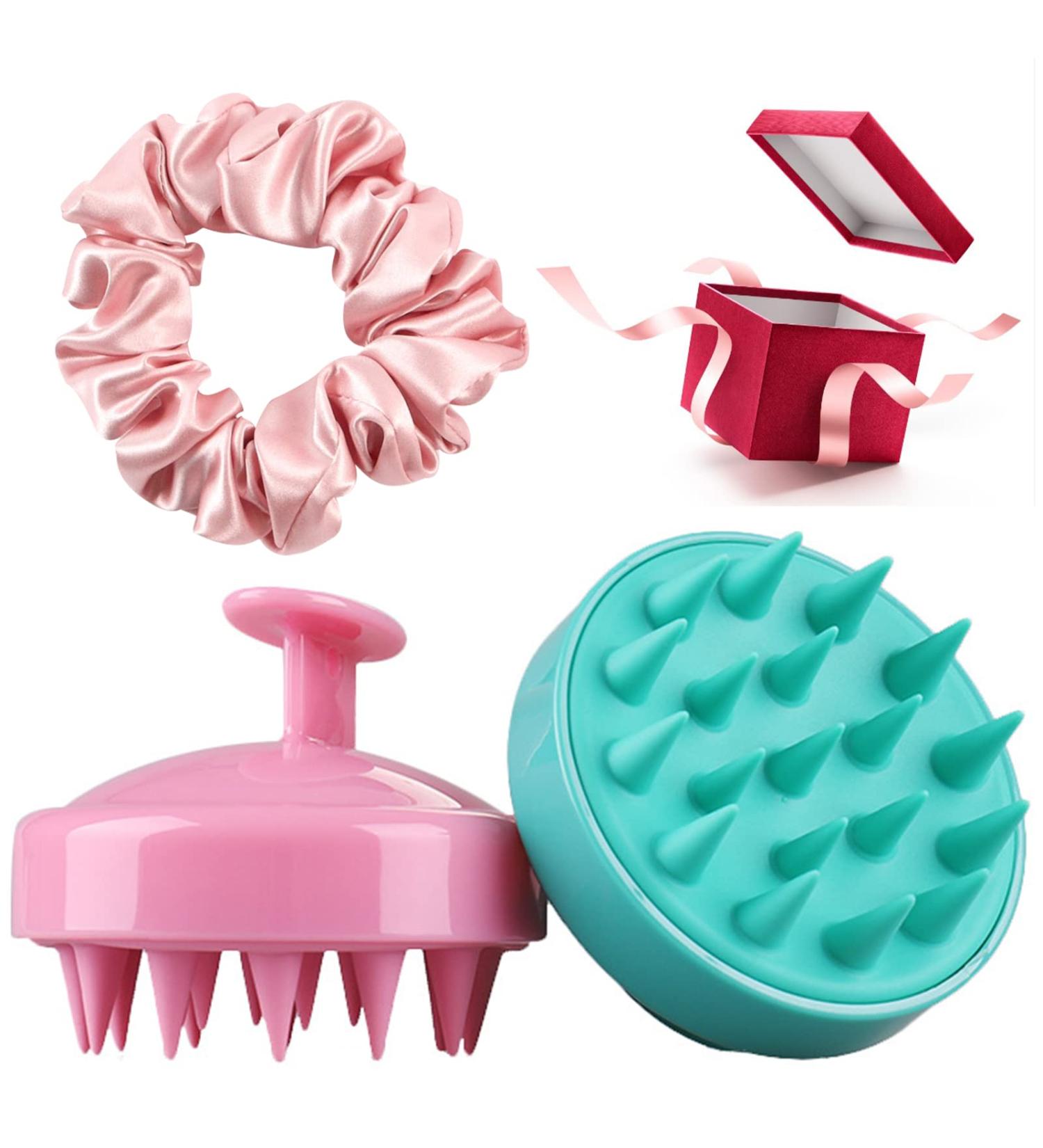 Silicone Scalp Massage Brush for Dandruff Removal & Hair Growth - Turquoise & Pink Head Massager for Wet & Dry Hair - Buy Online on GoSupps.com