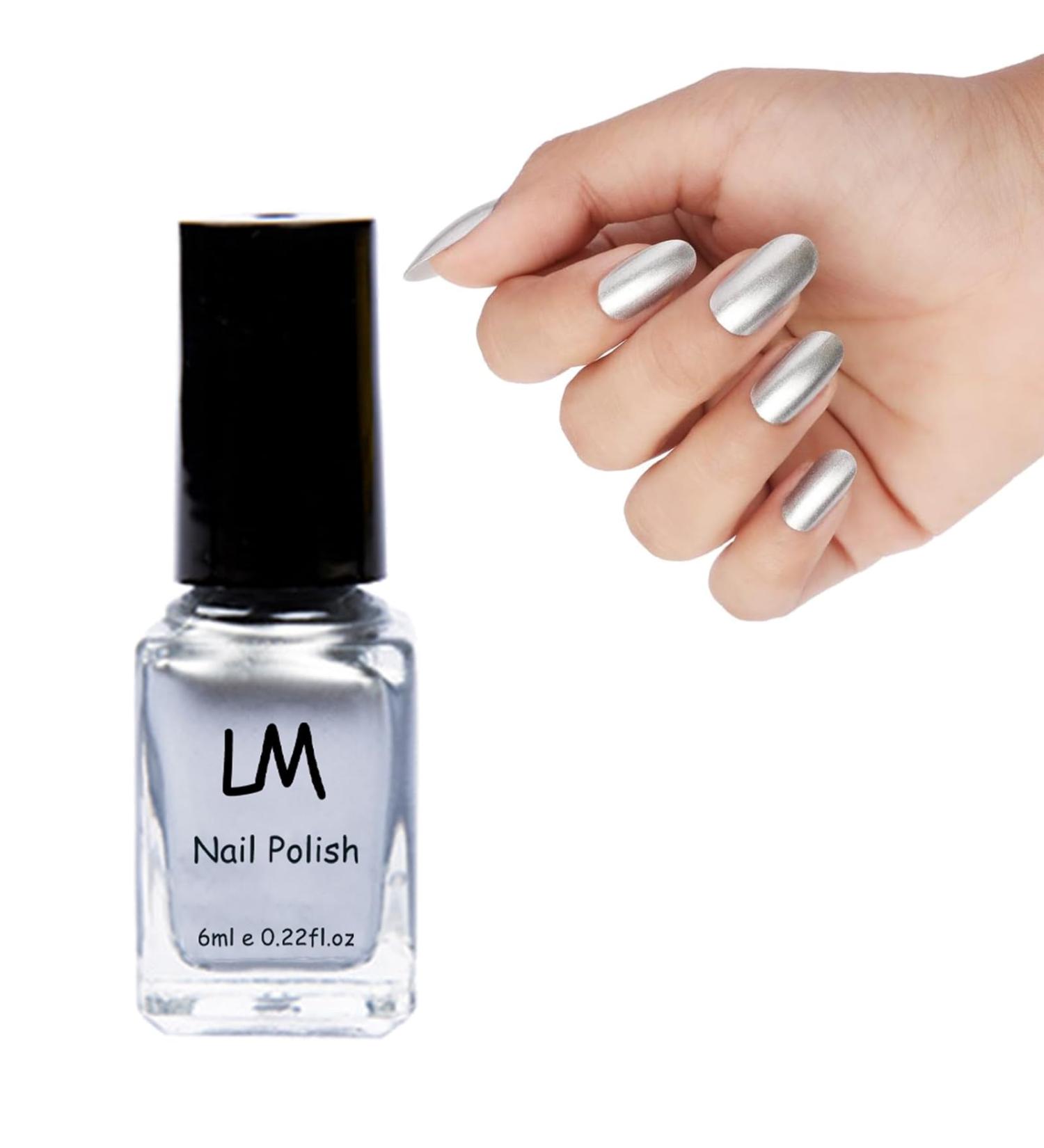 Metallic Nail Polish - Mirror Nail Varnish - 6ML Quick Drying Silver Nail Polish - Metallic Effect Nail Art Polish - Chrome Nail Polish - No UV Needed Father (Silver) - Buy Online on GoSupps.com