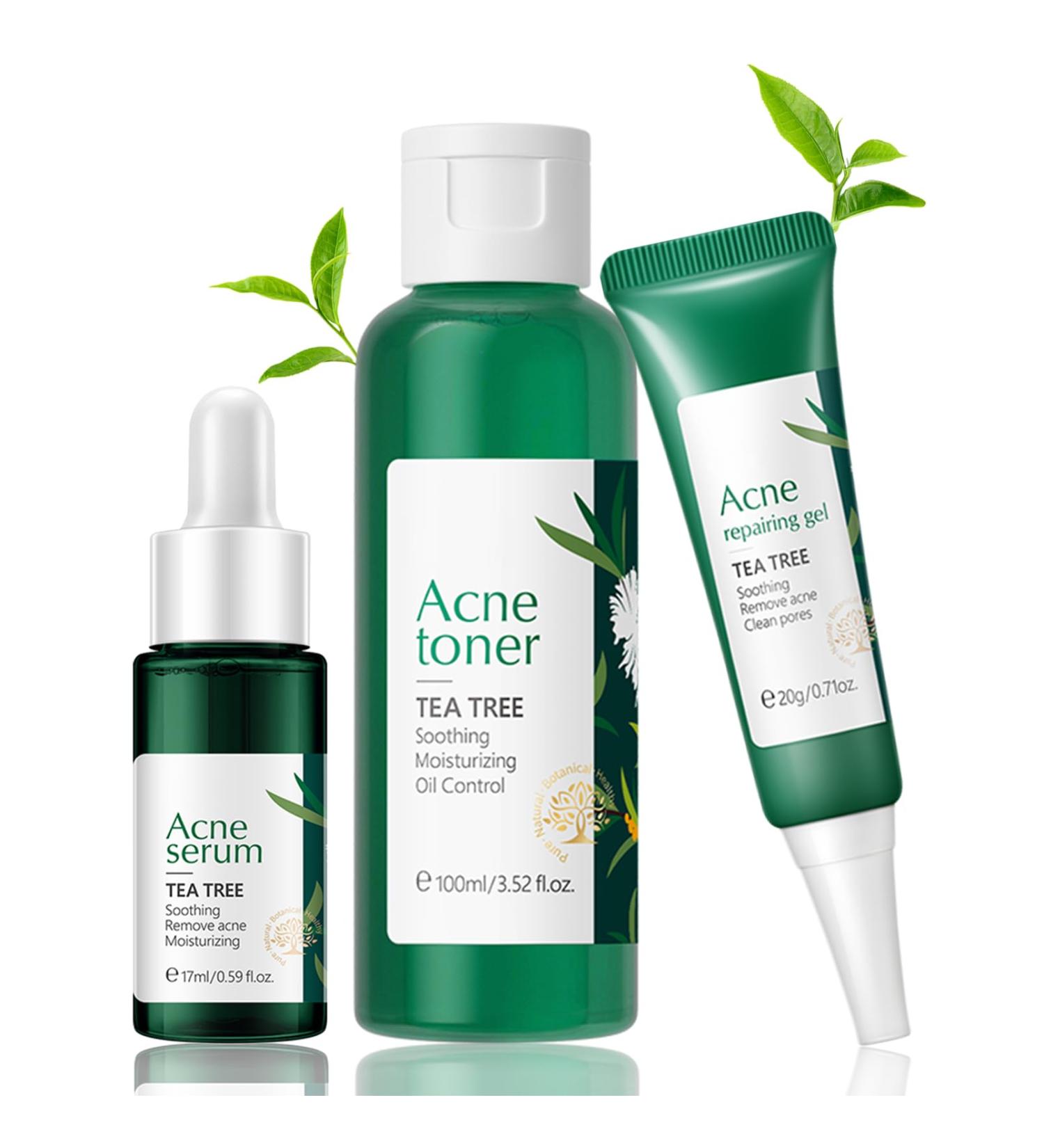 Acne Skincare Set Gifts for Teen Girls | Tea Tree Oil Control Kit - Toner Serum Gel | Travel-Friendly Facial Care - Buy Online on GoSupps.com