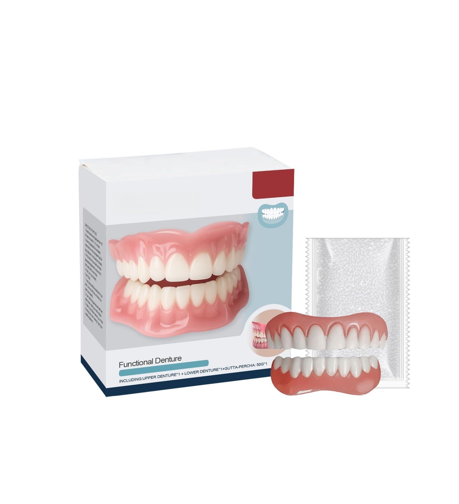 Rapid Smile Denture Reline Set - Upper and Lower Dentures Set Rapid Smile Moldable False Teeth Fast to Install Durable Fit 2025 Easy to Use - Buy Online on GoSupps.com