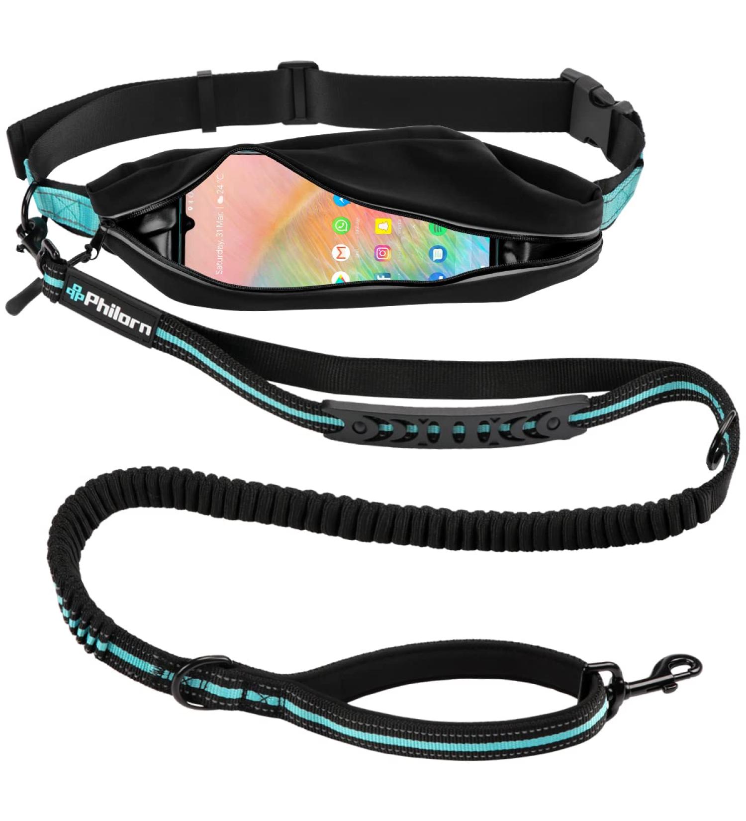 Philorn Super Elastic Freehand Dog Leash 120-170 cm with Belt Pocket - Jogging Leash for Large Dogs Up to 65 kg Reflective & Bungee Design - Perfect for Active Dog Owners - Buy Online on GoSupps.com