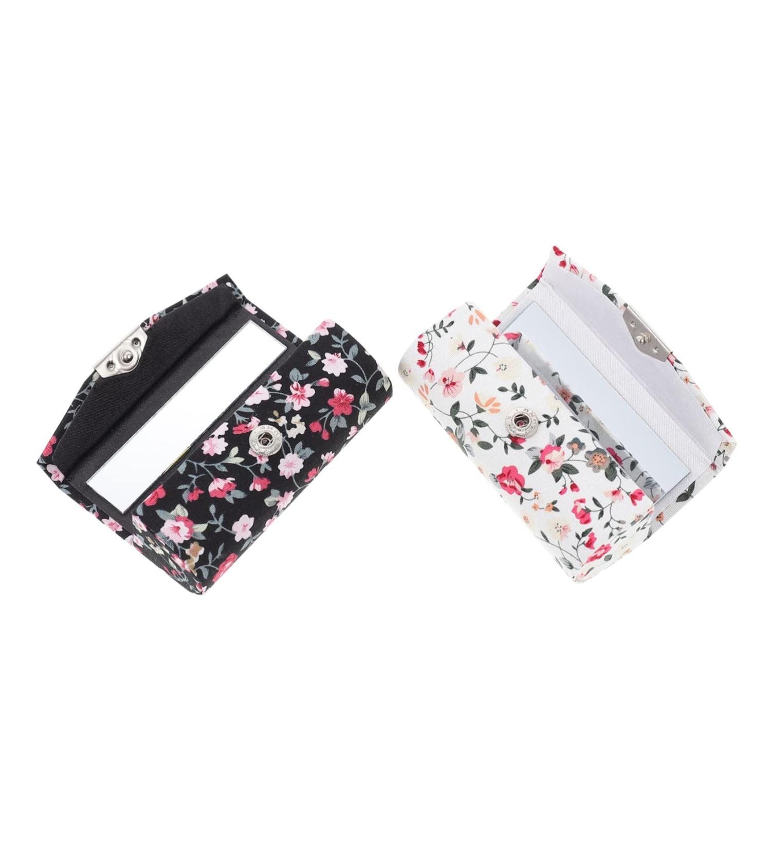 minkissy Lipstick Box with Floral Print Mirror Lipstick Organizers Lipstick Box for Women Lipstick Storage Retro Fabric Organizers - Buy Online on GoSupps.com
