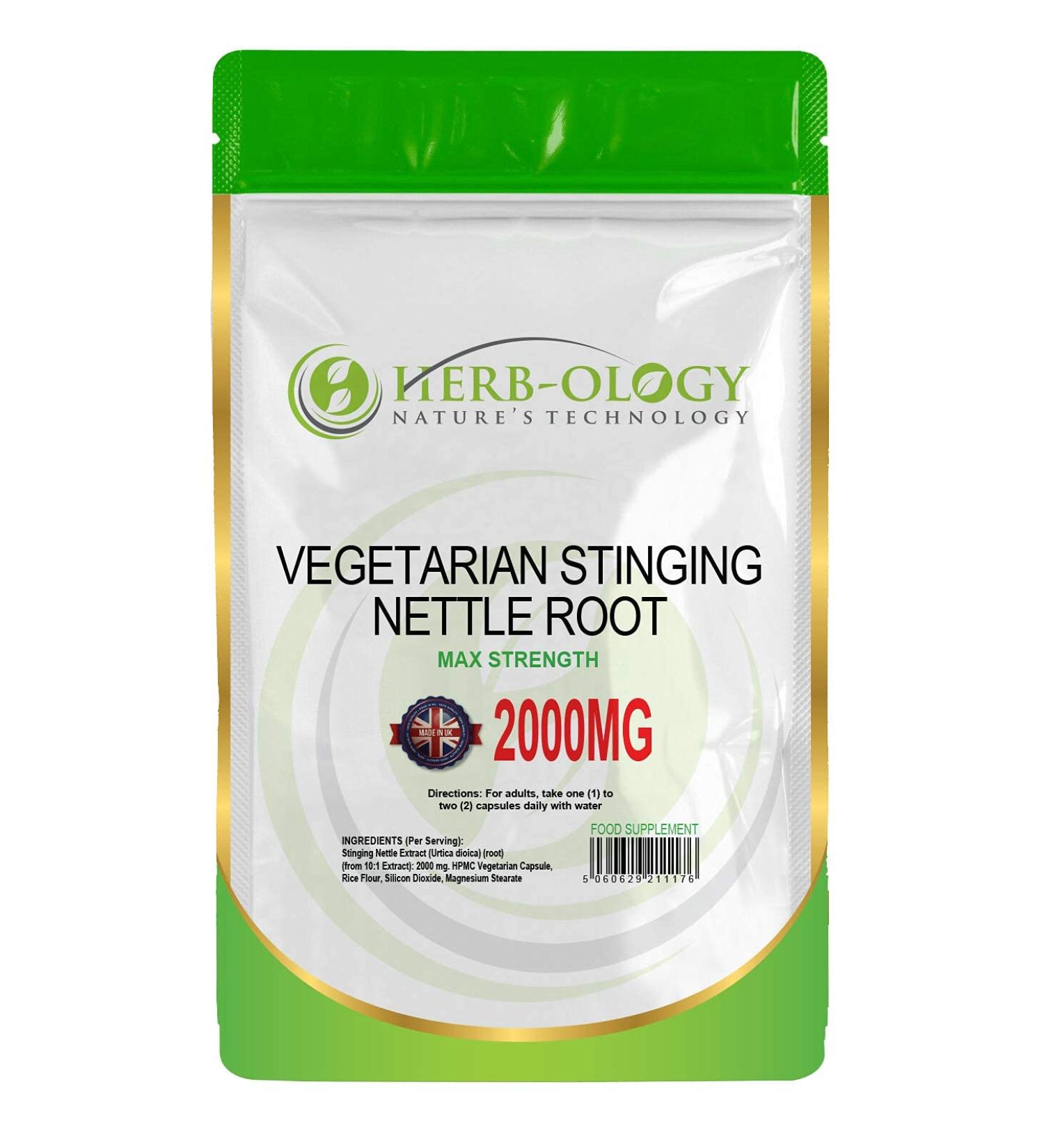 HB Stinging Nettle Root Capsules - 2000mg (10:1 Extract) | High Strength Nettle Root Supplement | Non-GMO, Gluten & Allergen Free | 120 Count | Made in the UK - Buy Online on GoSupps.com