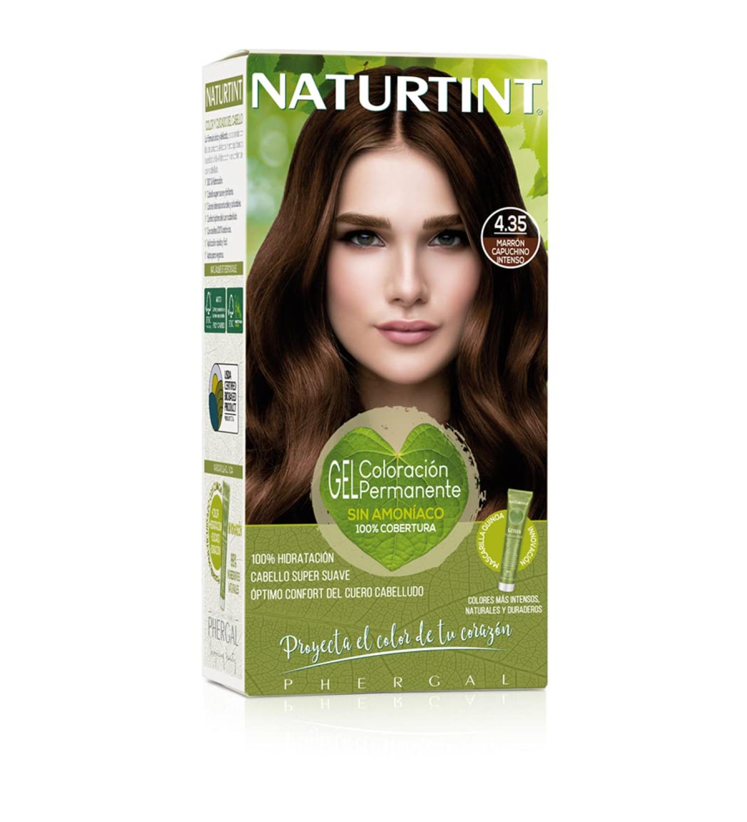Natureint Bio-Based Ammonia-Free Hair Color 4.35 - Intensive Cappuccino Brown 100% Gray Coverage Natural Ingredients - Long-Lasting Color (170 ml) - Buy Online on GoSupps.com