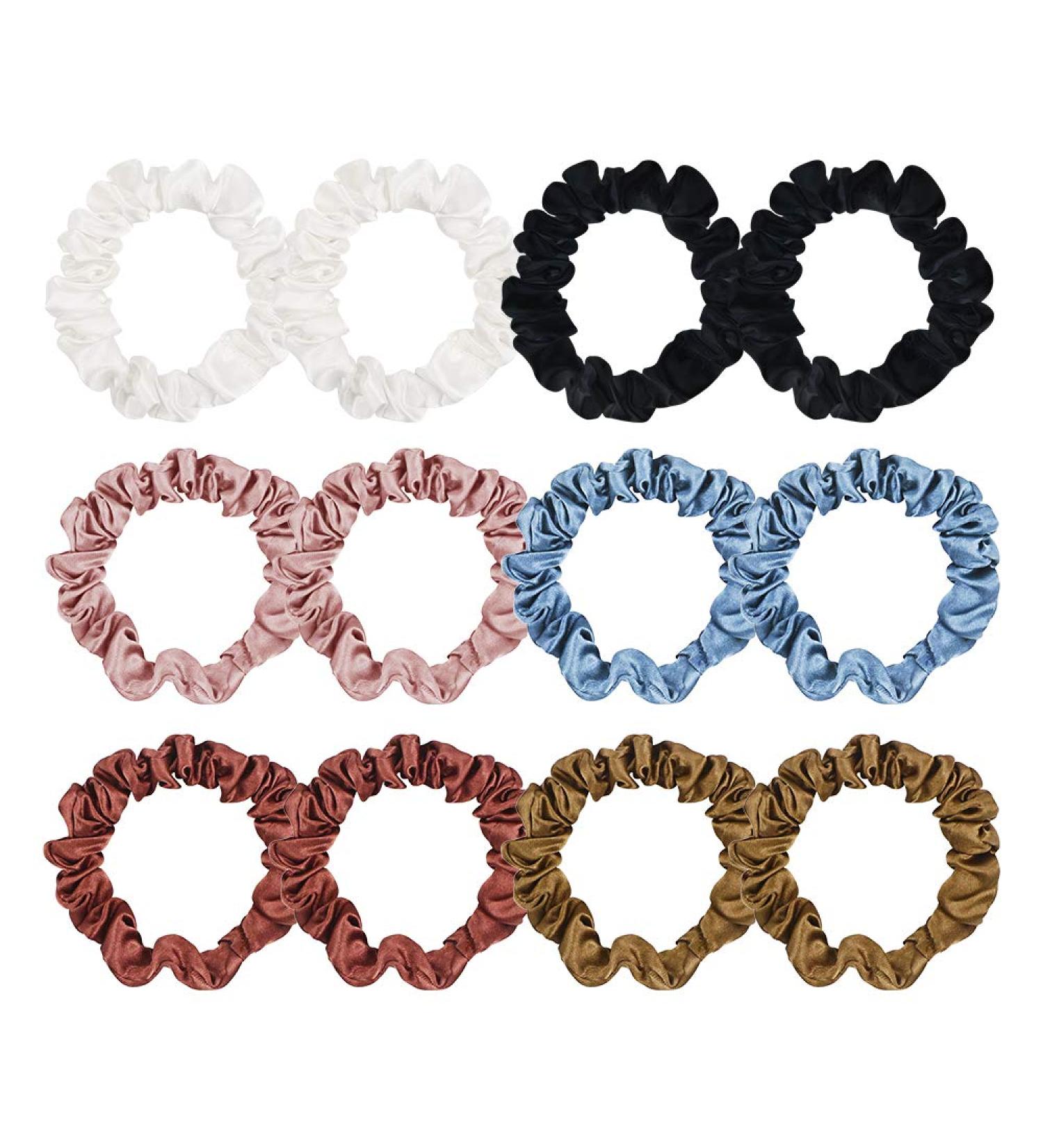 Buy 12 Satin Hair Scrunchies - Colorful Elastic Ponytail Holders for Women & Girls | Perfect Hair Accessories - Buy Online on GoSupps.com