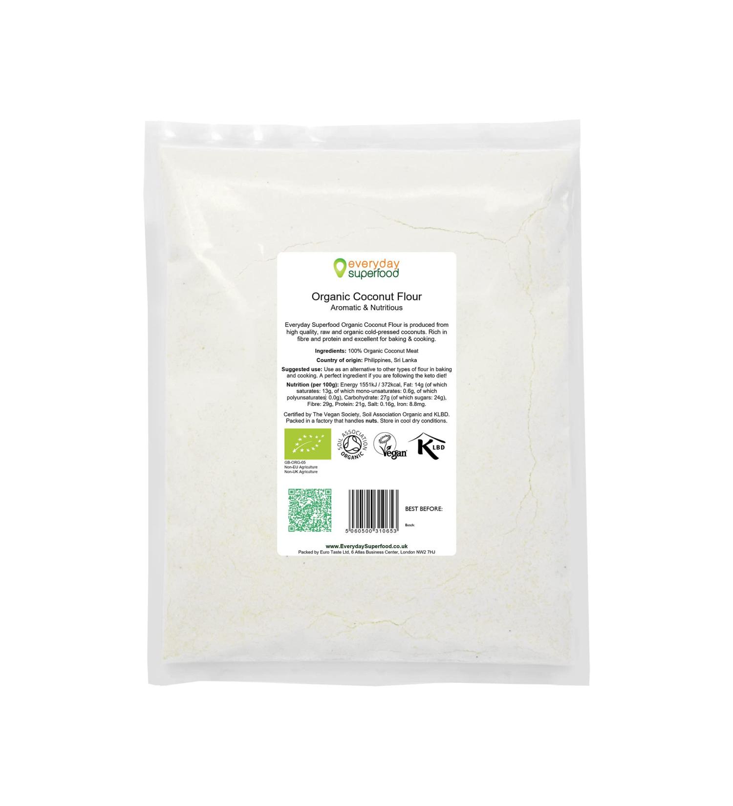Organic Coconut Flour 1.8kg - Fine, Premium & Keto-Friendly Baking Ingredient | Certified Kosher Vegan - Available in Bulk Sizes - Buy Online on GoSupps.com