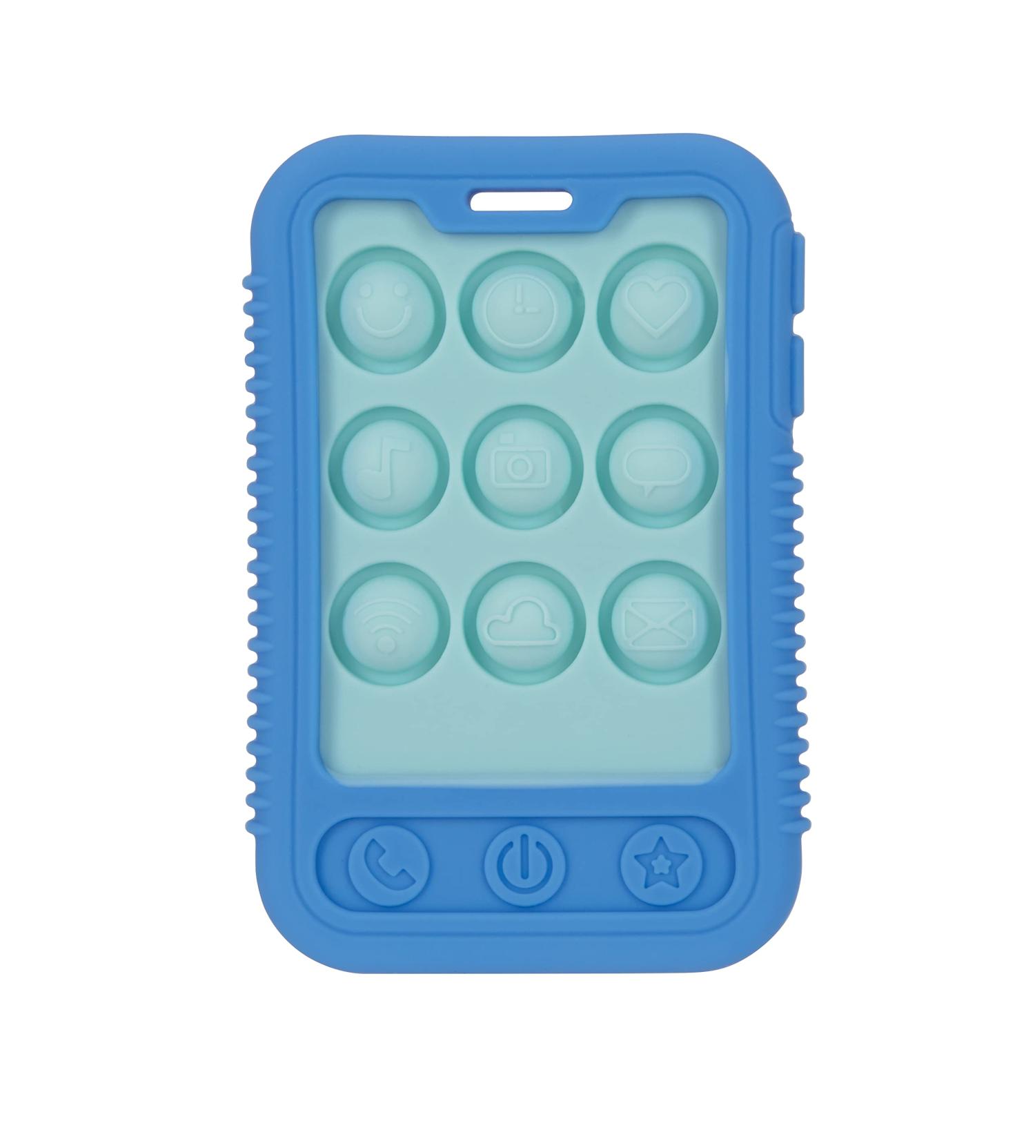 Nuby Baby Teething Toy - BPA Free Sensory Popper Cellphone - Blue - 3+ Months - Buy Online on GoSupps.com