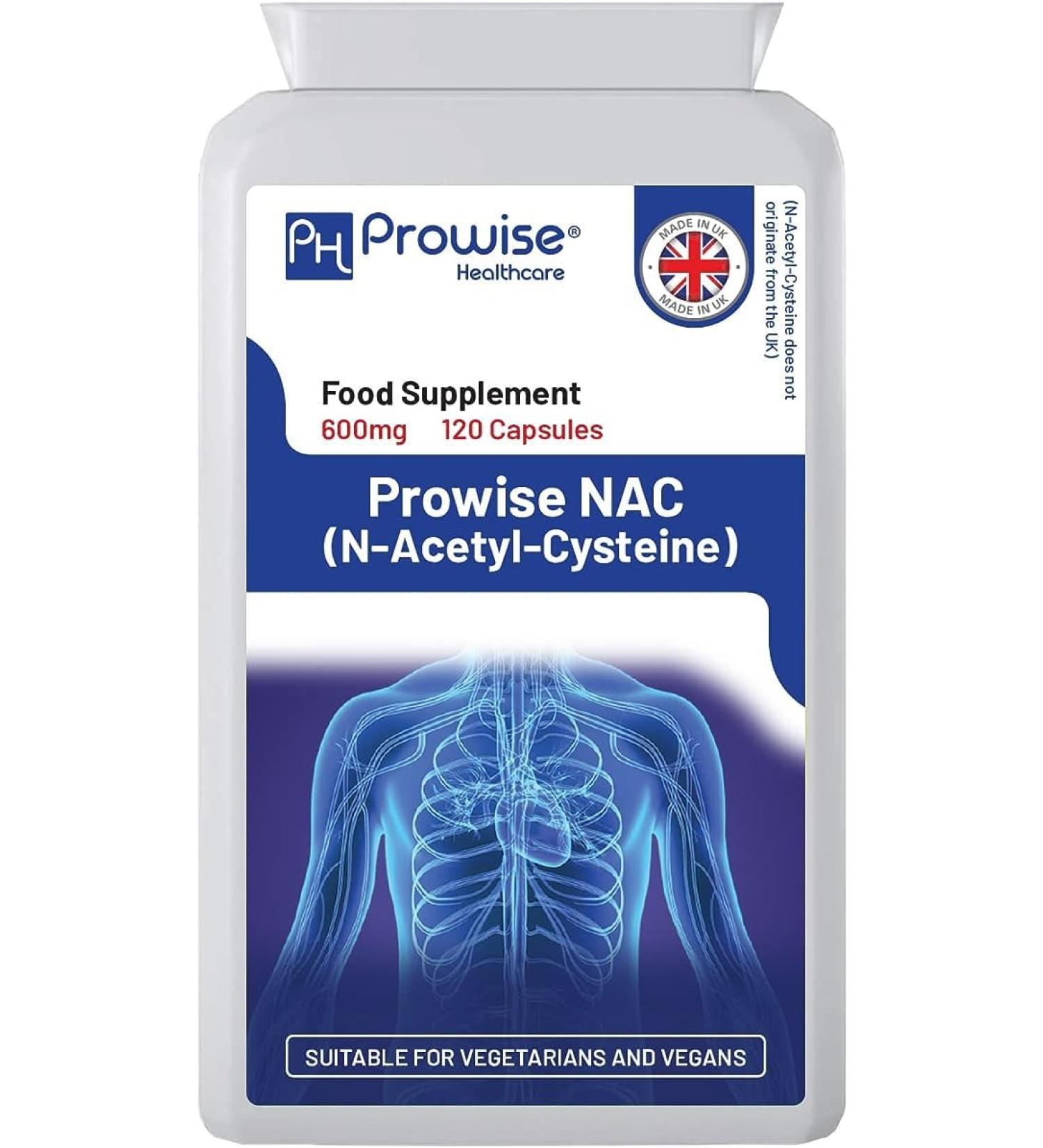 NAC N-Acetyl-Cysteine 600mg | 120 Capsules | Vegan & High Bioavailability | Prowise Healthcare - Buy Online on GoSupps.com