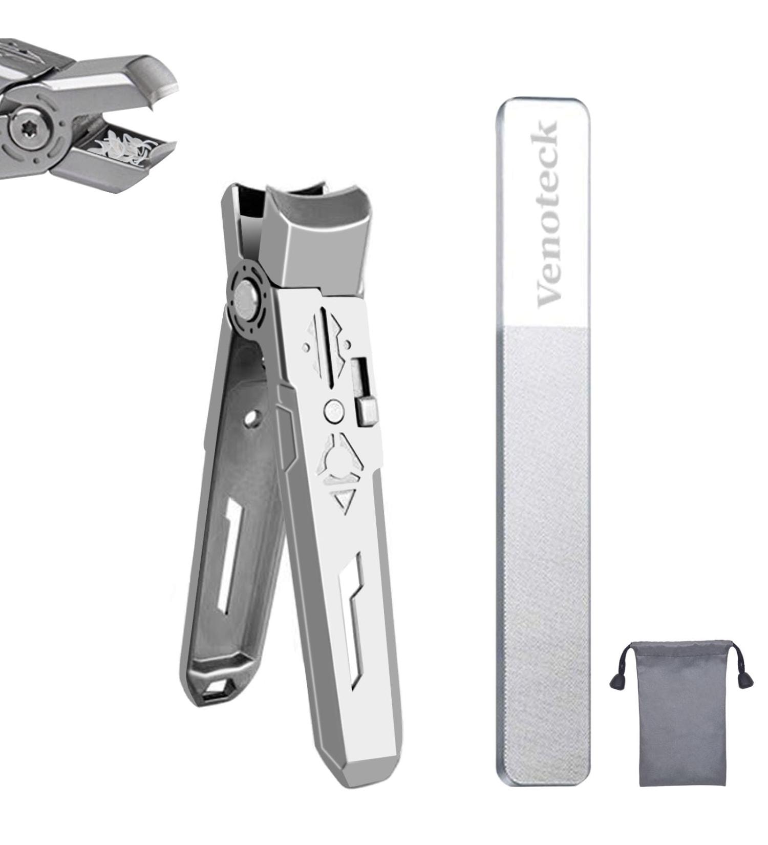 Heavy Duty Nail Clippers with Catcher - Mess Free Toenail & Fingernail Cutter for Men Women & Seniors - Anti-Splash Design for Thick Toenails - Buy Online on GoSupps.com