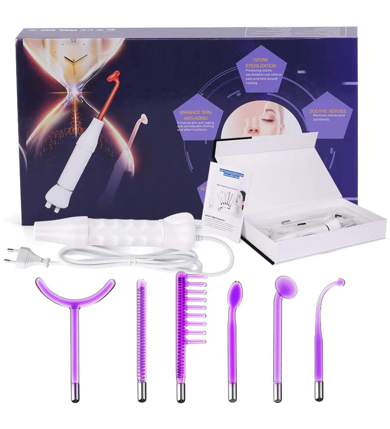 High Frequency Portable Skin Therapy Device with 6 Argon Rods - Acne Treatment Skin Tightening & Wrinkle Reduction - Buy Online on GoSupps.com