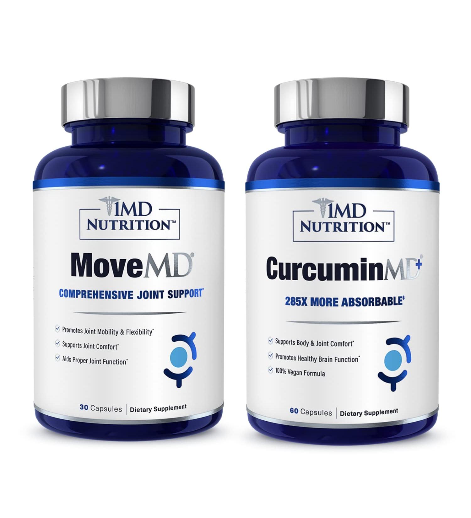 1MD Nutrition MoveMD & CurcuminMD Plus Bundle | Doctor Formulated with Collagen Turmeric Curcumin and Boswellia Serrata | Joint Health Supplement - Buy Online on GoSupps.com