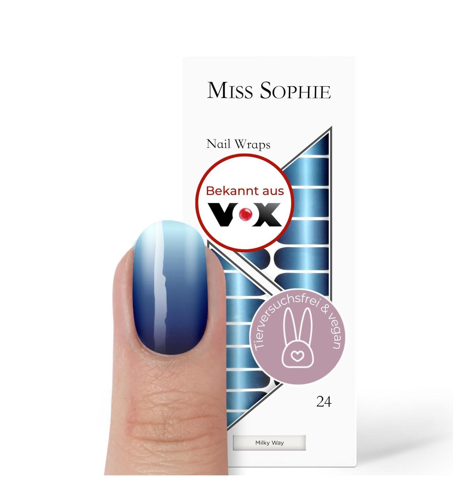 Miss Sophie Nail Film - Milky Way Blue - 24 Ultra-Thin Self-Adhesive Long-Lasting Nail Wraps - Buy Online on GoSupps.com