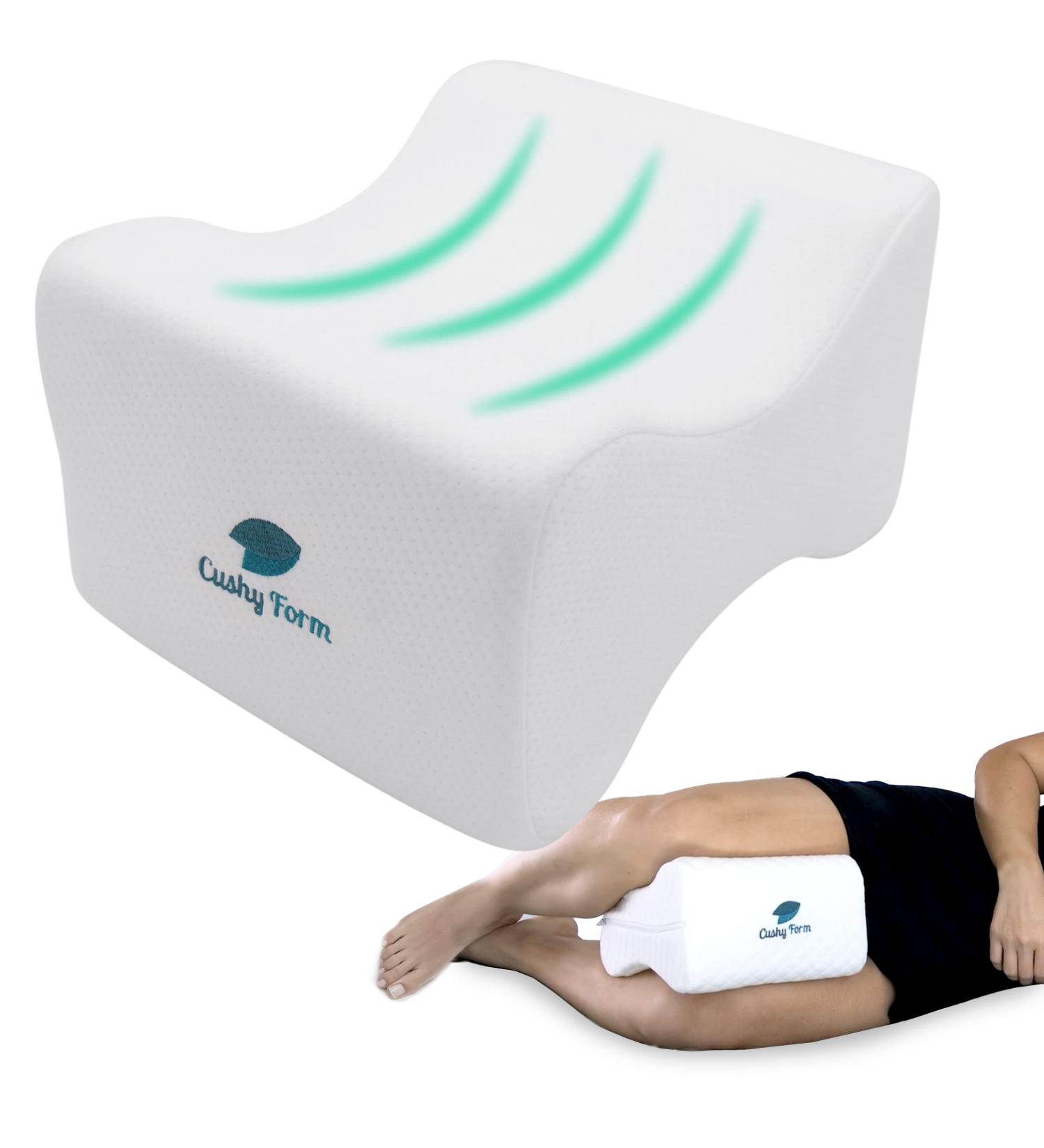 Cushy Form Knee Pillow for Side Sleepers - Orthopedic Wedge Leg Pillow for Sleeping, Hip & Lower Back Pain - Memory Foam Cushion, Washable Cover & Travel Bag - White - Buy Online on GoSupps.com