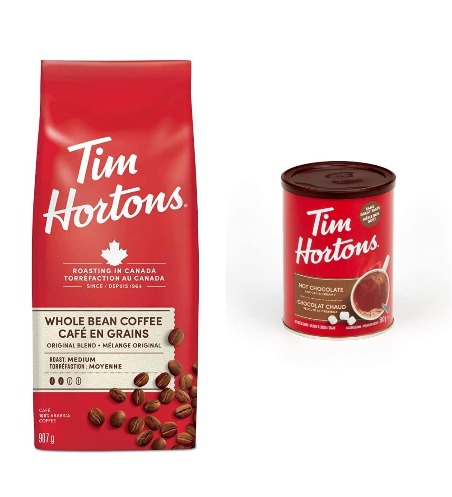Tim Hortons Whole Bean Bag Original Whole Bean 907 Grams & Hot Chocolate Beverage Mix Original 500g Can Coffee Coffee + Hot Chocolate 500 g (Pack of 1) 907 g (Pack of 1) - Buy Online on GoSupps.com