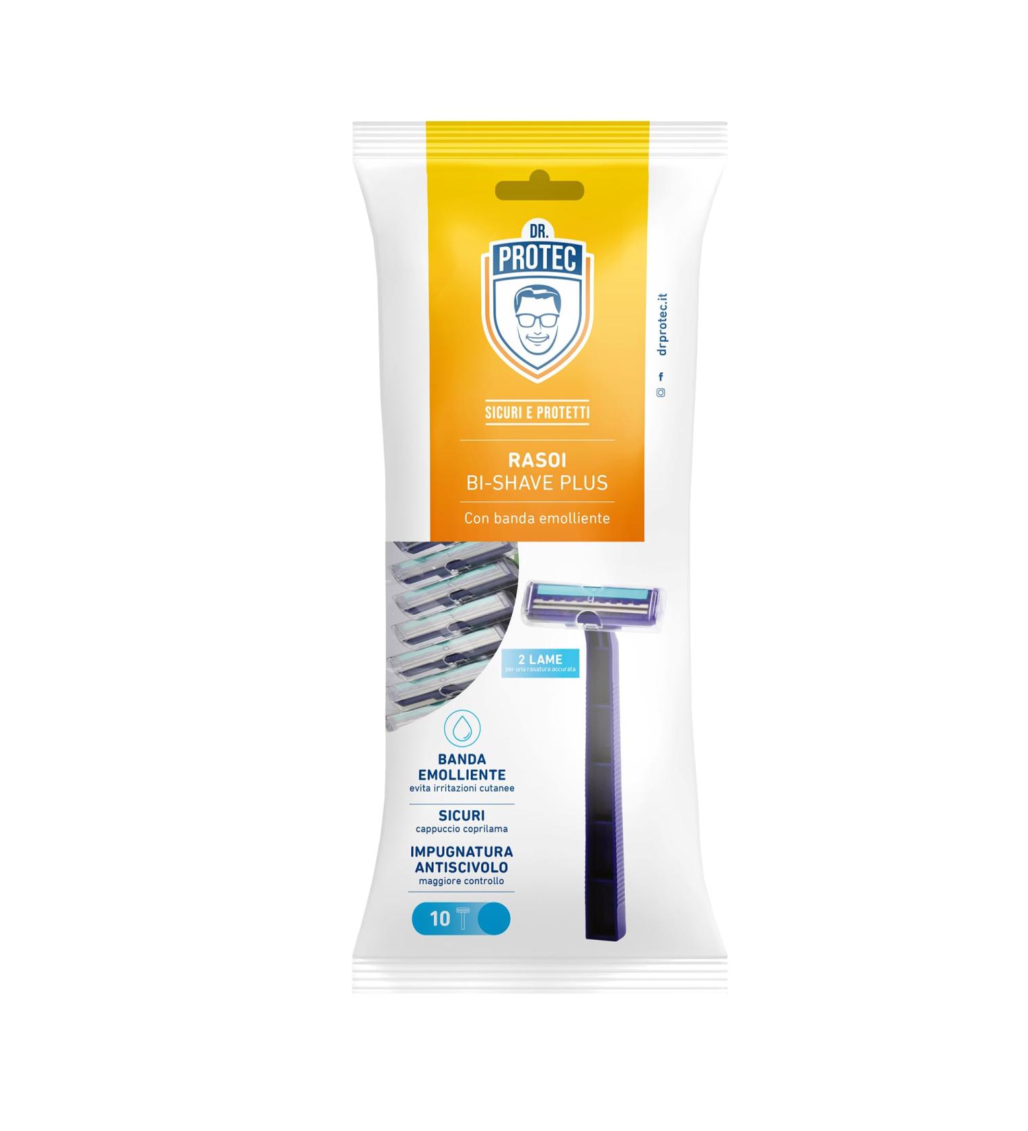 Dr Protec Bi Shave Razor - Disposable Razors with Softening Band 10 Pack | Comfortable Shaving for Men & Women - Buy Internationally - Buy Online on GoSupps.com