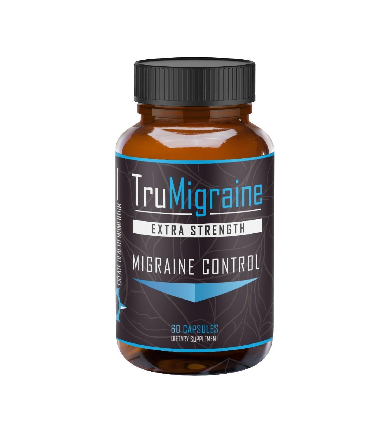 TruMigraine Relief & Prevention | All Natural Migraine Supplements for Headache Relief | Ingredients: Riboflavin Feverfew Paraben Free Butterbur & Ginkgo Biloba | 60 Veggie Capsules
