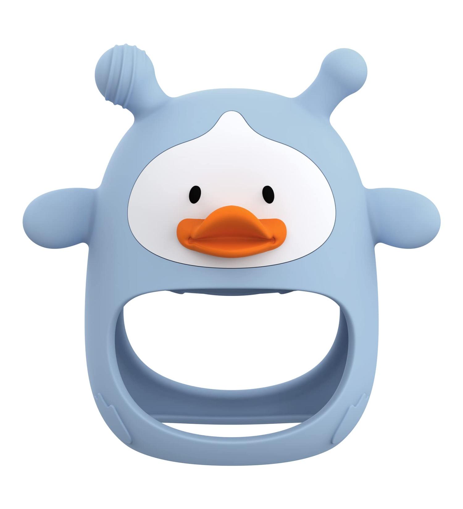 Silicone Baby Teether Toy for Infants 3+ Months - Blue Duck Design | Soothes Teething Pain, Easy to Clean | BPA-Free Teething Toy - Buy Online on GoSupps.com