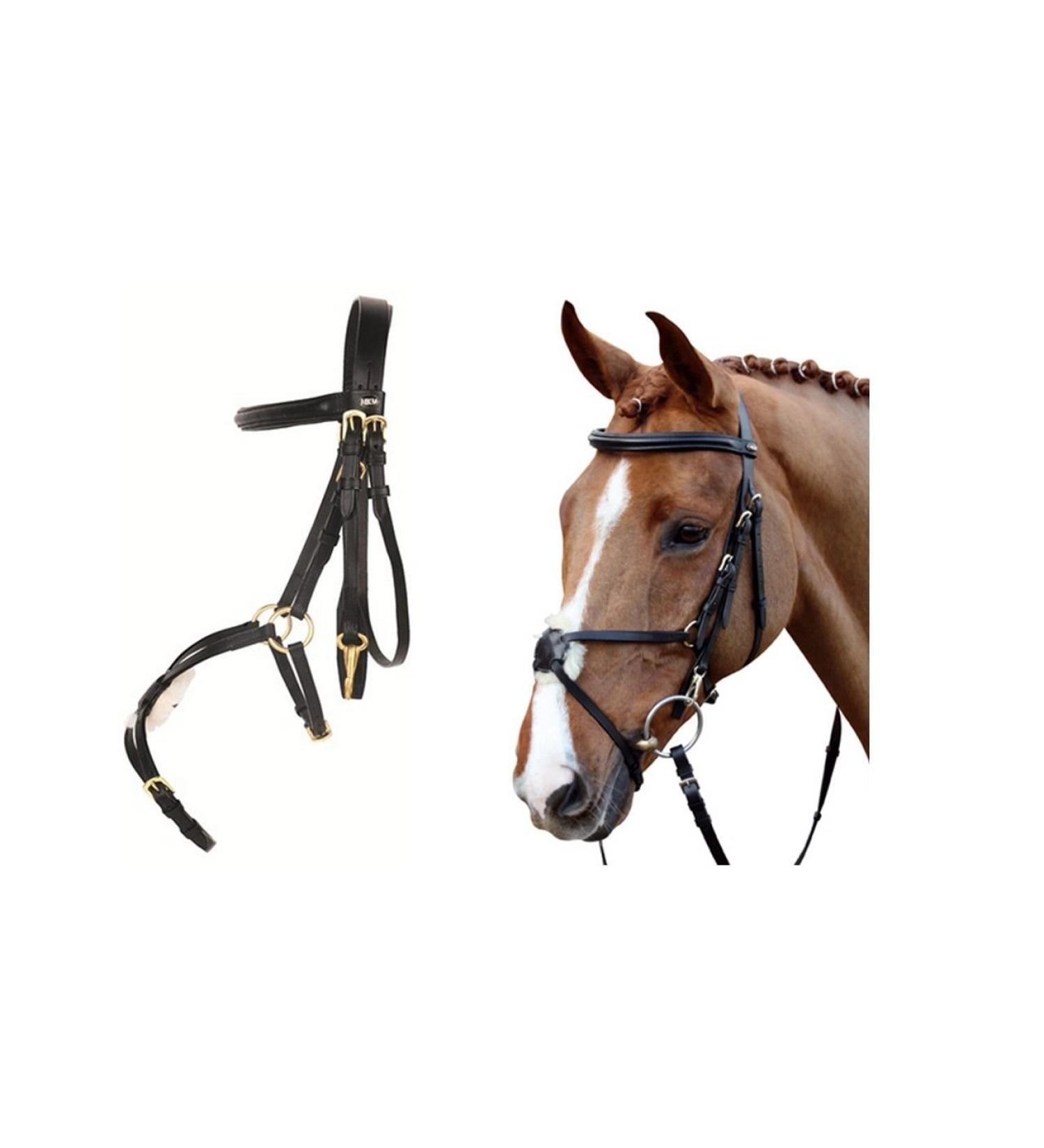 HKM riding bridle -Mexican Style- with lambskin padding pony brown Pony Brown