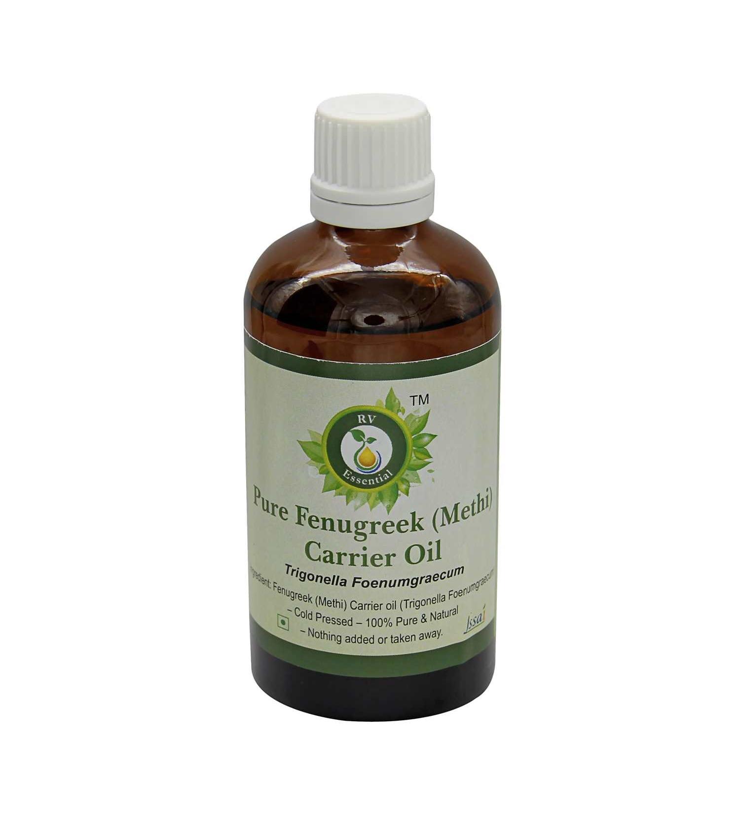 R V Essential Pur fenugrec (methi) porteur d'huile 100ml (3.38oz) - Trigonella foenumgraecum (100% pur et naturel froid Press ) Fenugreek (Methi) Carrier Oil 100 ml (Pack of 1) - Buy Online on GoSupps.com