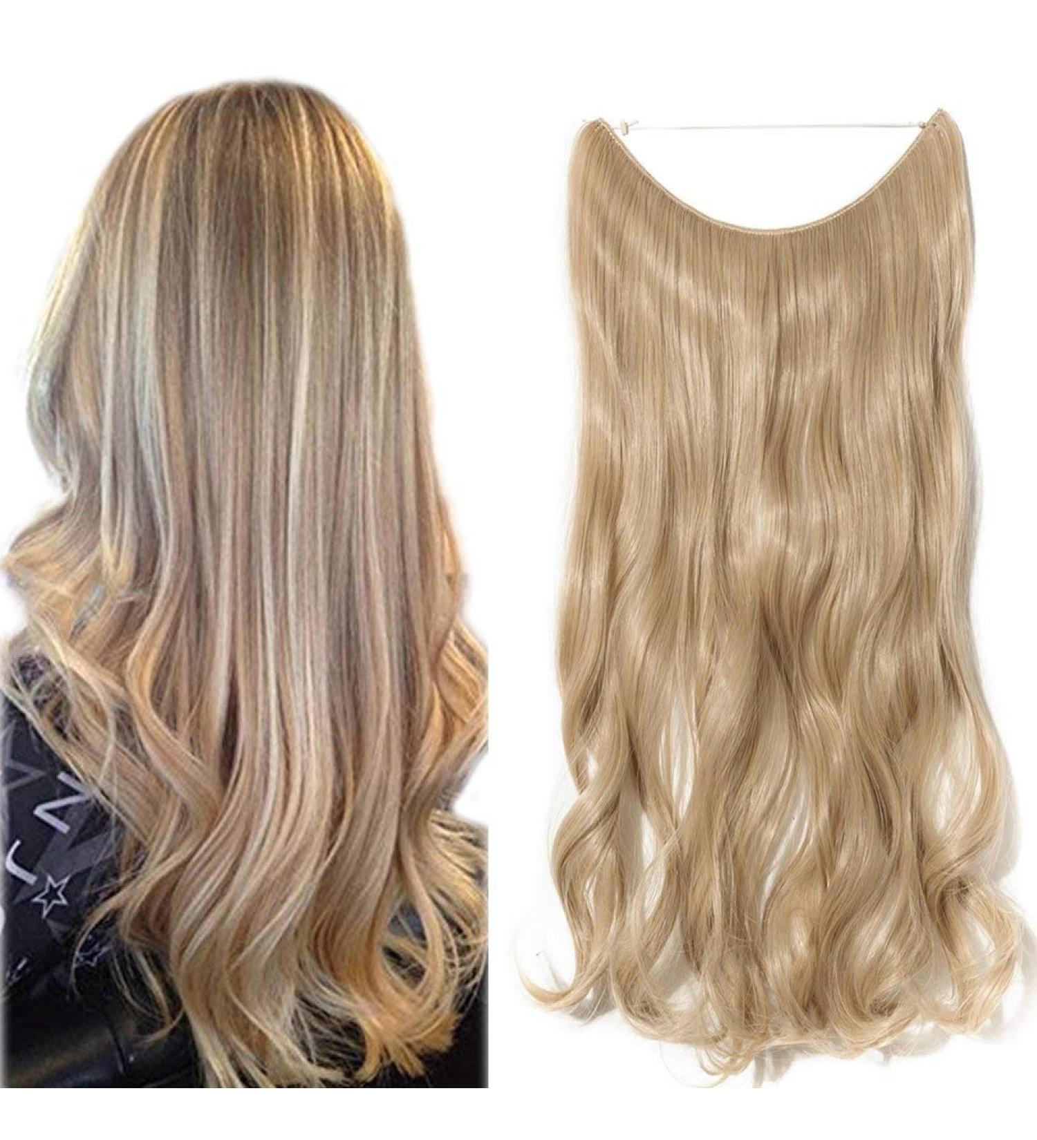 Shop Hair Part Extensions - Wavy 50cm Dark Blonde & Blith Blond with Invisible Wire | 90g Lightweight Hair Extensions - Buy Online on GoSupps.com