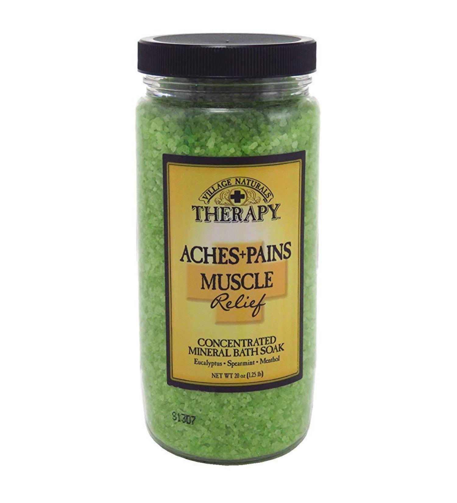 Village Naturals Aches & Pains Muscle Mineral Bath Soak 20 Ounce (591ml) (3 Pack)