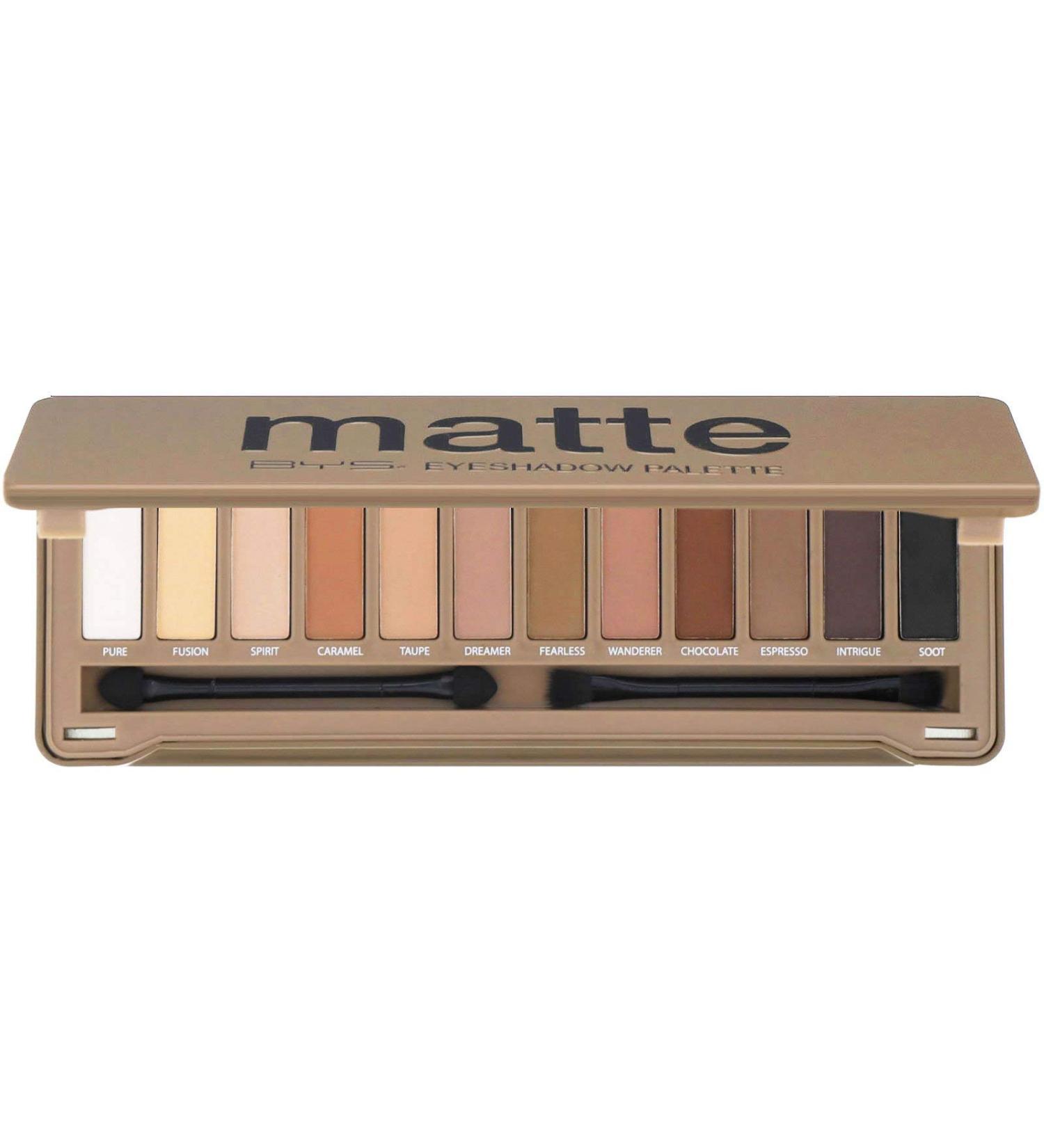 BYS 12 Shade Matte Eyeshadow Palette Tin Collection - Nude & Smoke | Double-Ended Applicator & Blender included - Buy Online on GoSupps.com