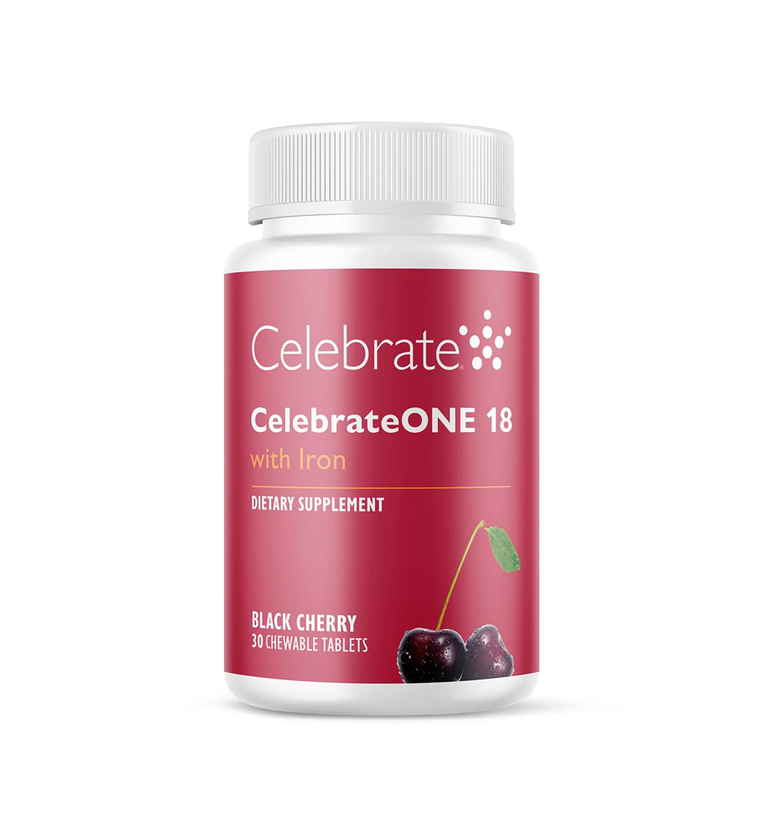 Celebrate Vitamins CelebrateONE 18 Chewables 18mg Iron - Once Daily Bariatric Multivitamin Essential Vitamins & Minerals - Gastric Bypass & Sleeve Gastrectomy Supplement - Black Cherry (30 Tablets) 30 Count (Pack of 1) - Buy Online on GoSupps.com