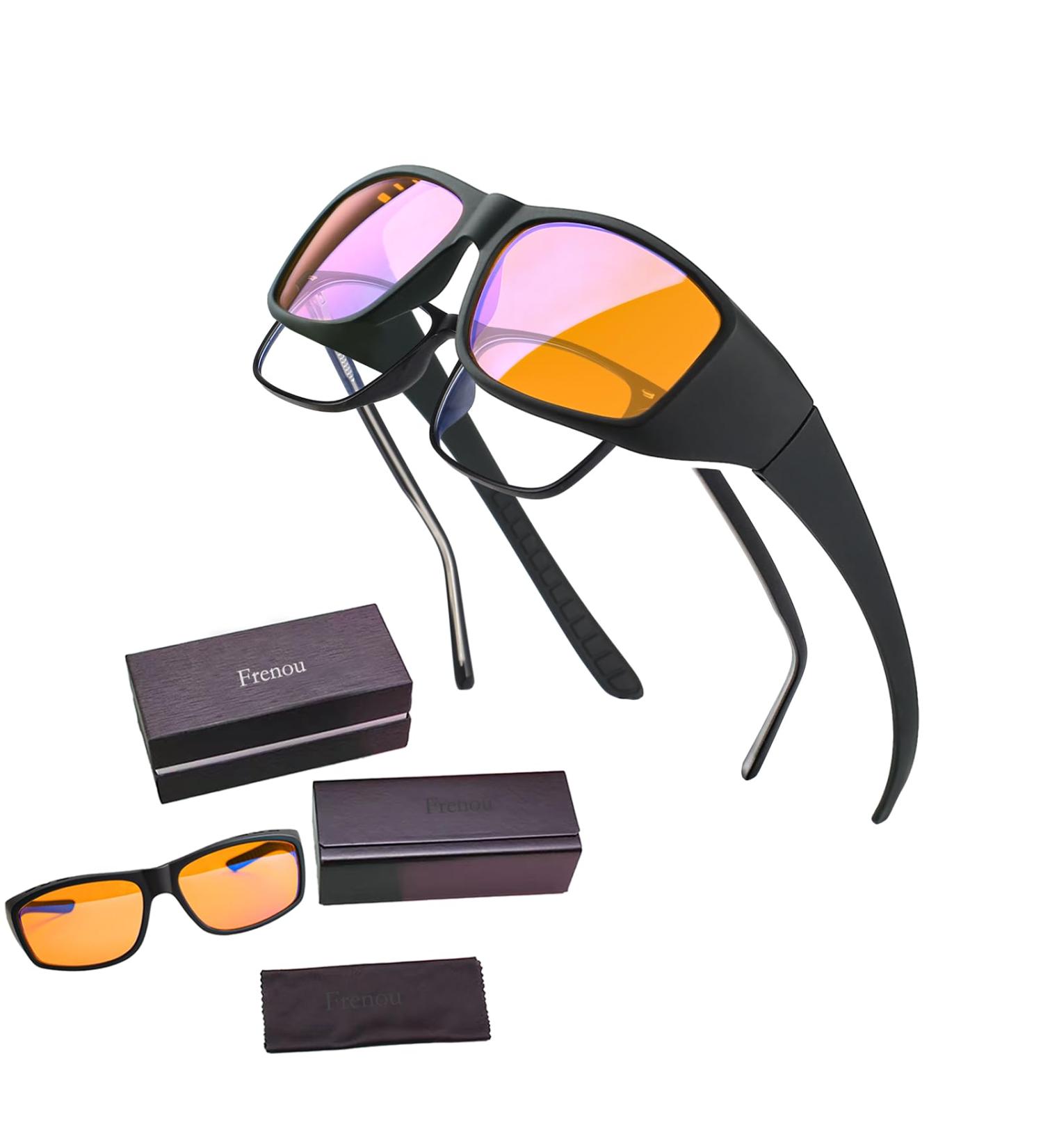 Fit Over Amber Blue Light Blocking Glasses for Men & Women | 99% Blue Light Protection for Computer & Gaming | Sleep Better Tonight - Buy Online on GoSupps.com