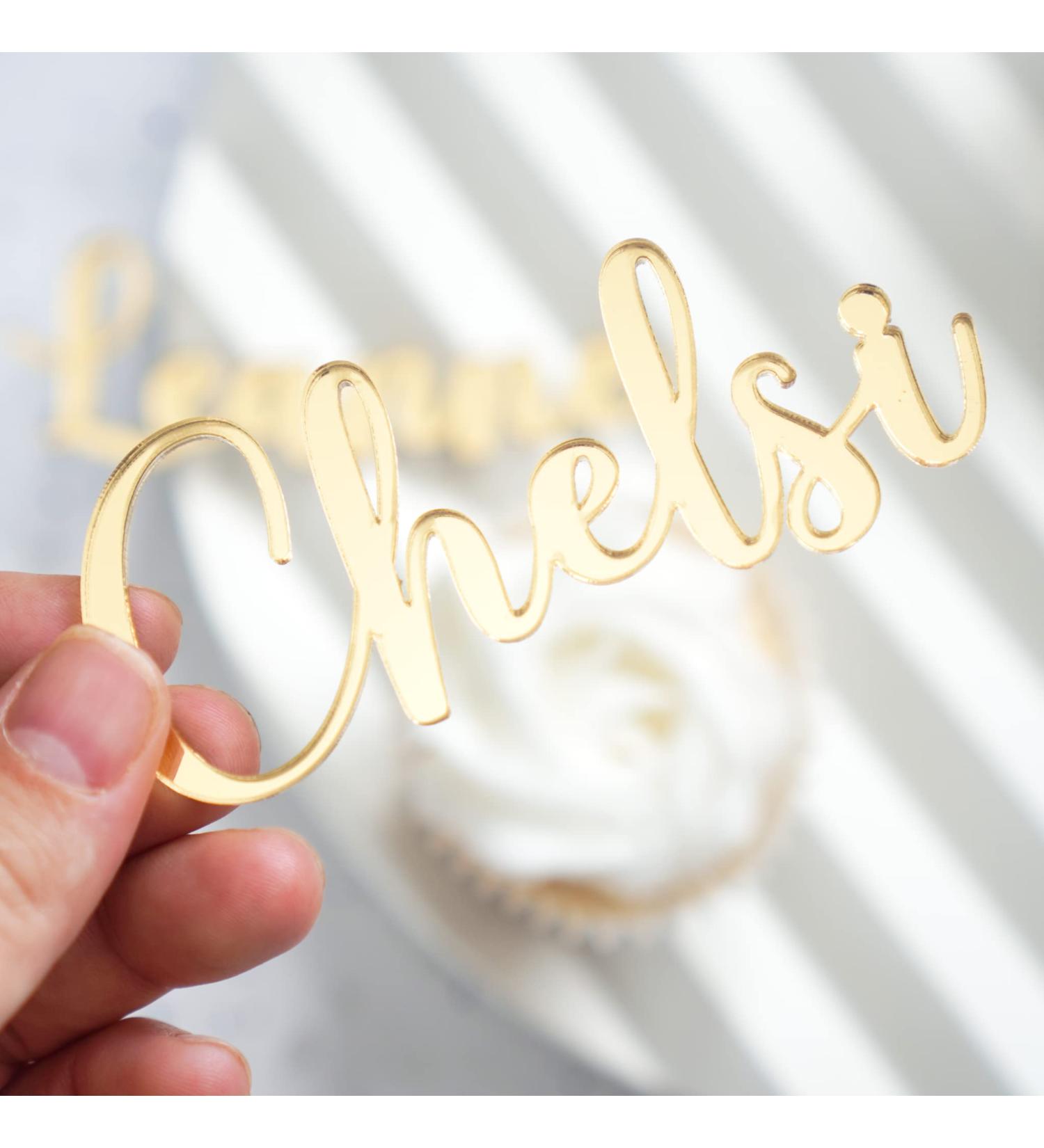 Acrylic Cake Charm Name Cake Topper Name Cake Charm Personalised Silver Gold Custom Cake Decorations - Buy Online on GoSupps.com
