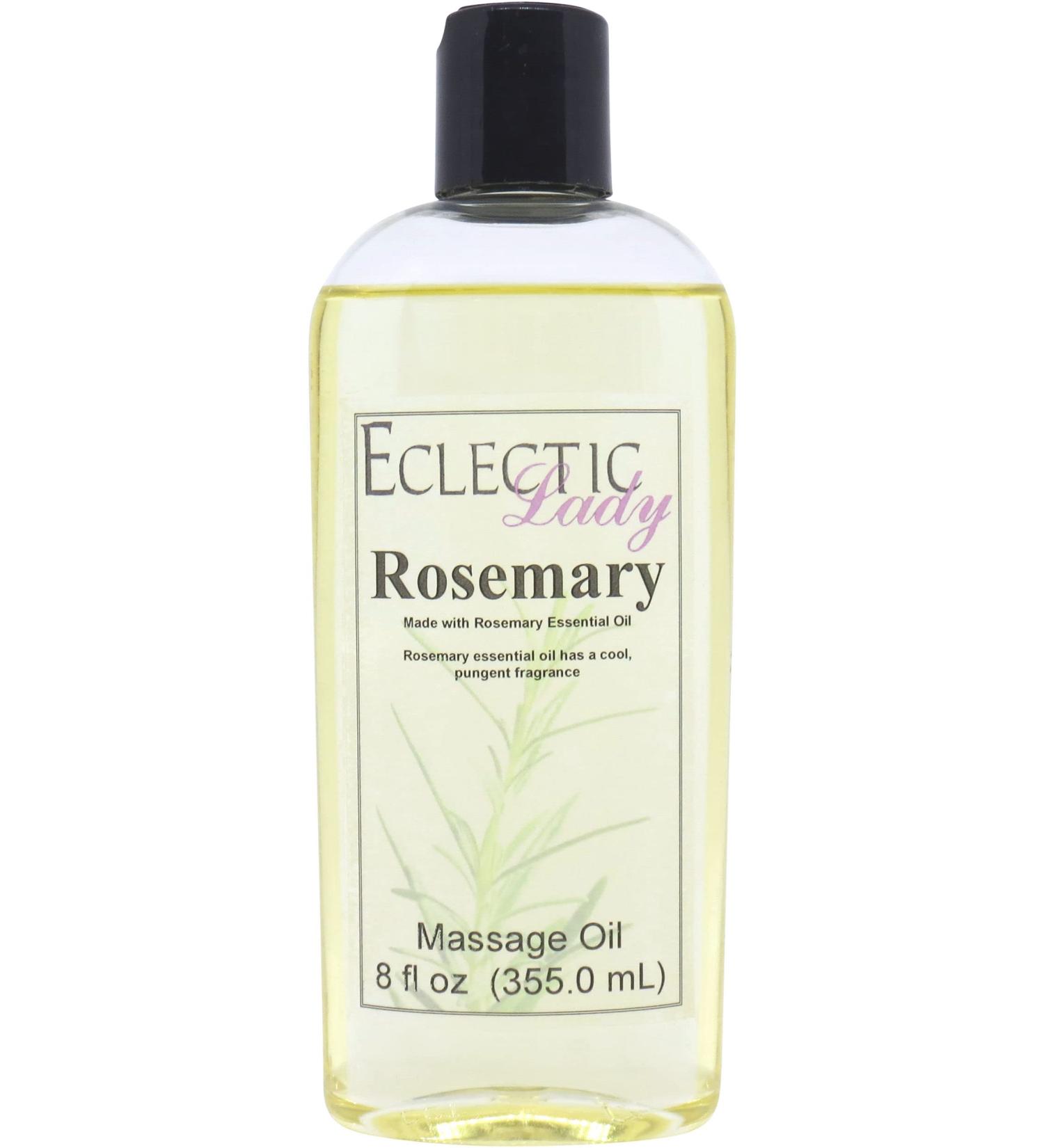 All Natural Rosemary Massage Oil 8 oz - 100% Natural Ingredients with Sweet Almond & Jojoba Oil - Relaxing Aromatherapy for Men & Women - Buy Online on GoSupps.com