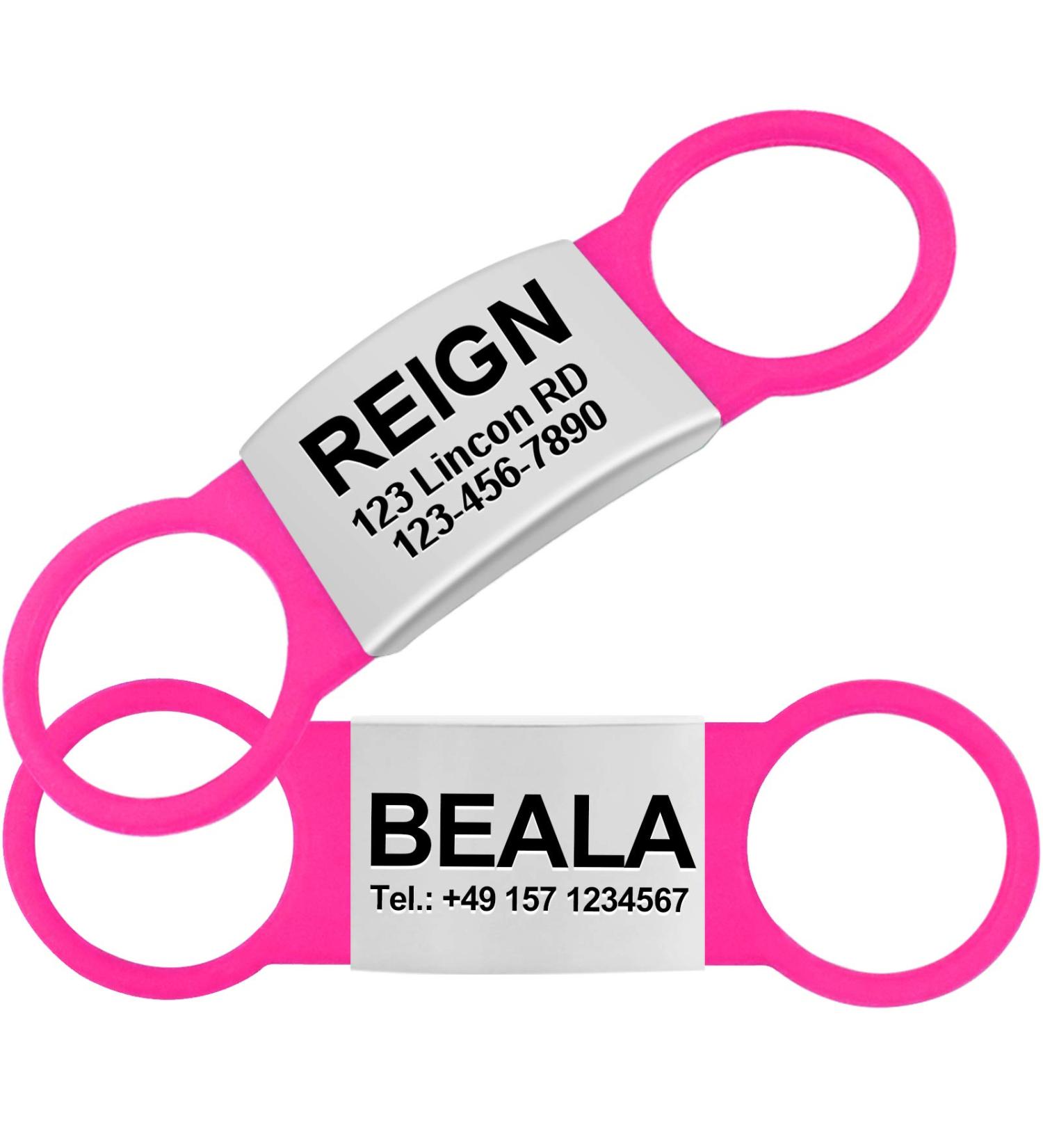 Tagme 2 Pack Personalized Dog Tags for Small & Medium Breeds - Engraved Bright Pink Custom ID Tags - Buy Online on GoSupps.com